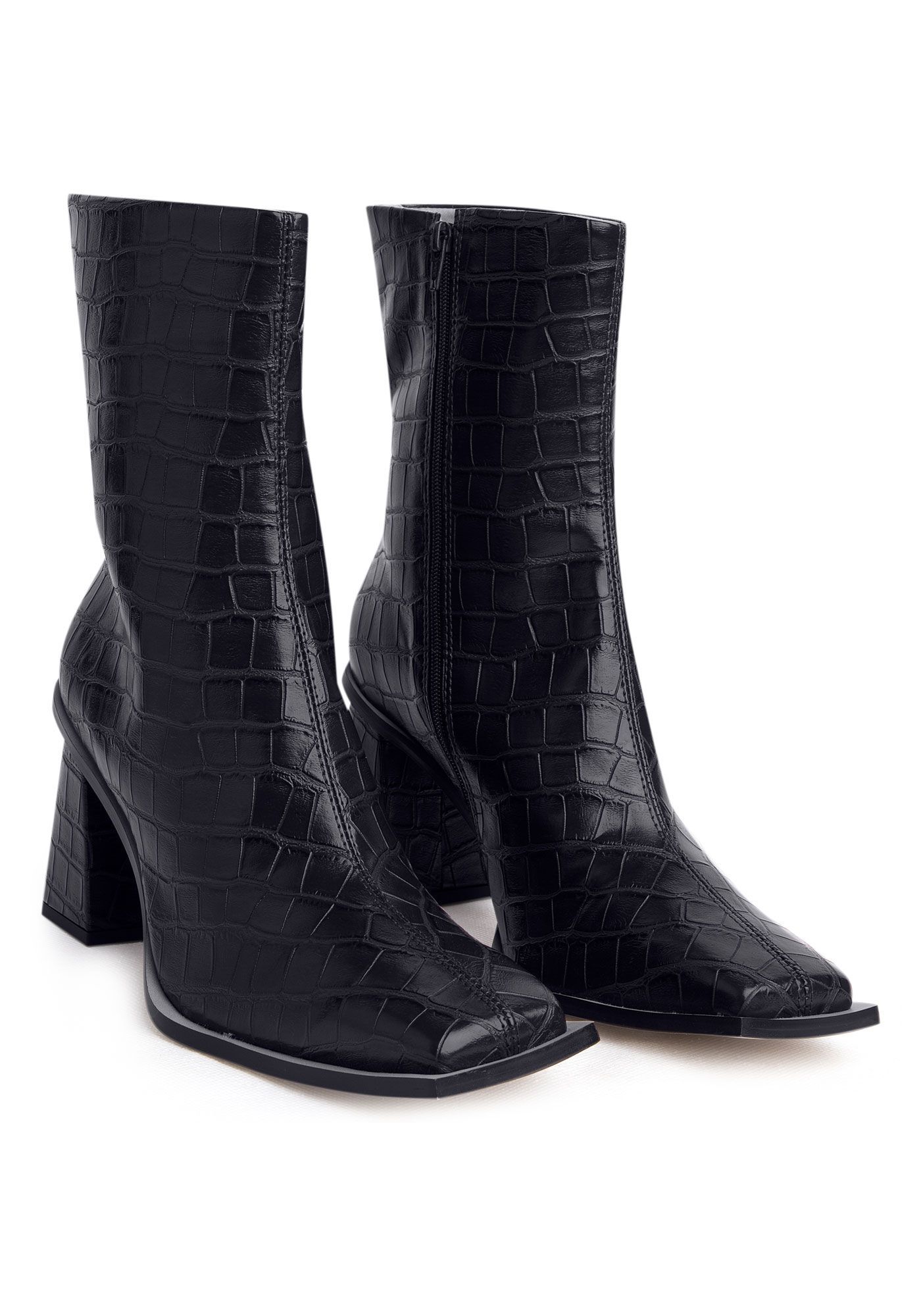 Bota Cano M dio Croco com Salto Bloco Lez a Lez