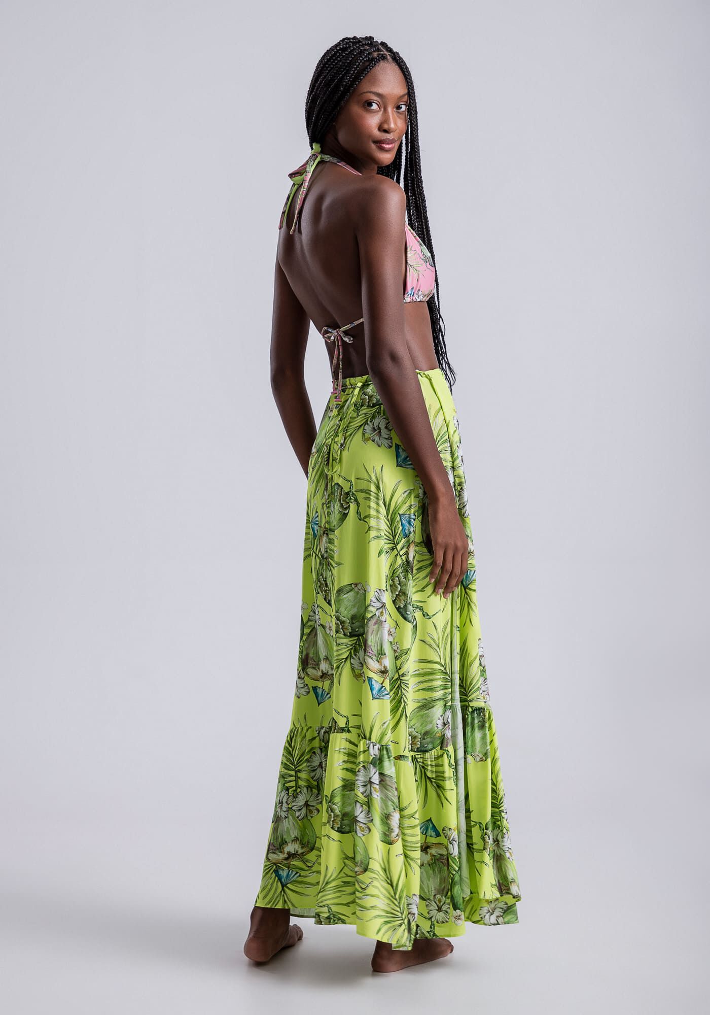 Saia Sa&iacute;da de Praia em Viscose Transpassada, AGUA DE COCO, large.