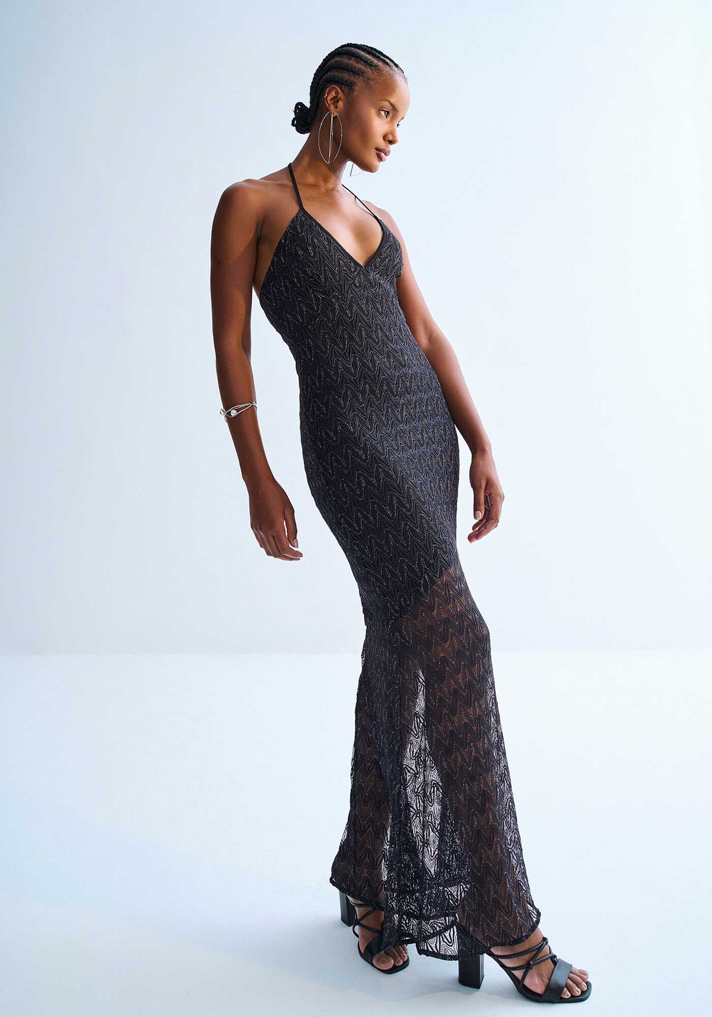 Vestido Longo Frente &Uacute;nica em Renda, , large.