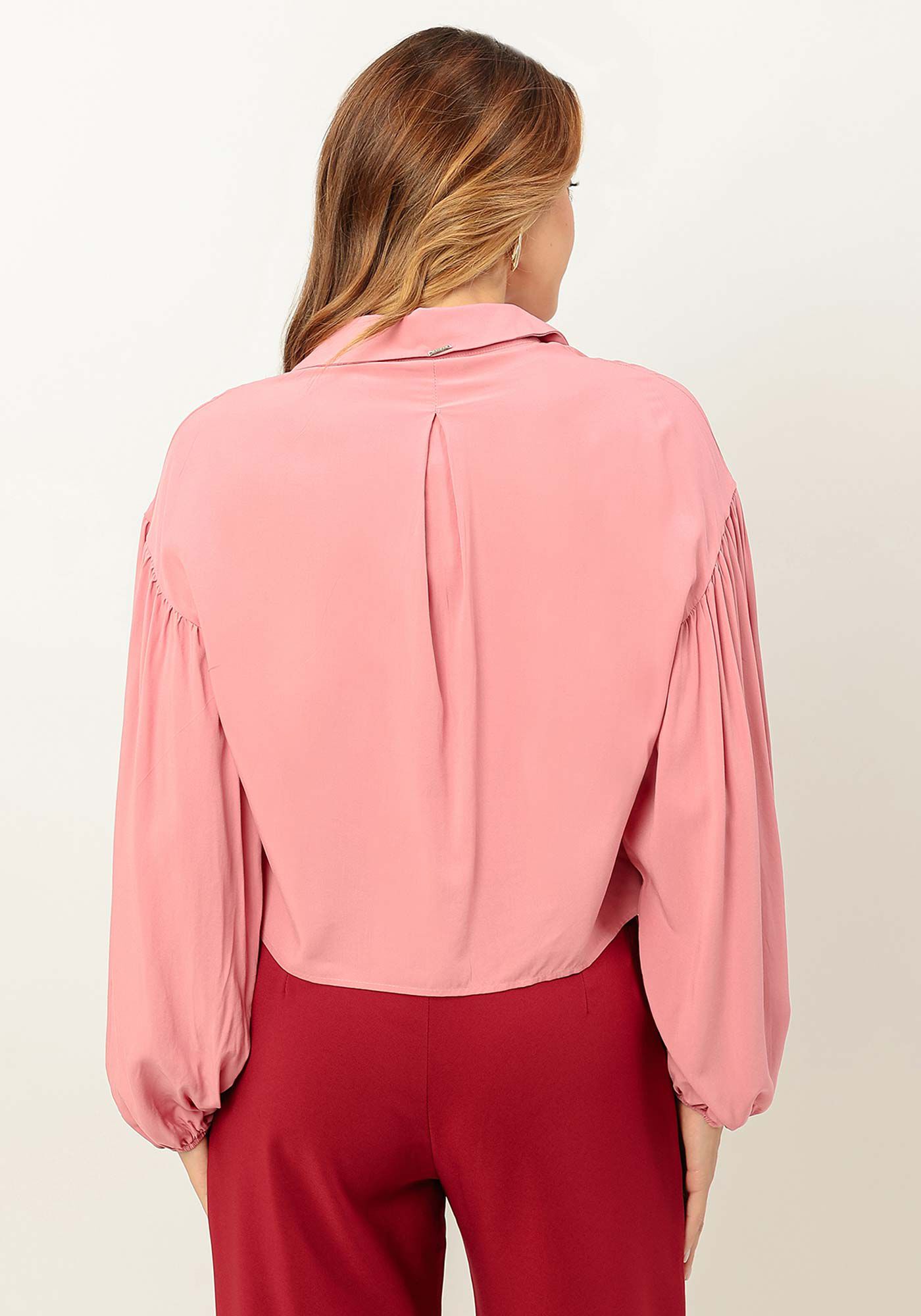 Camisa em Viscose com Manga Longa Bufante, , large.