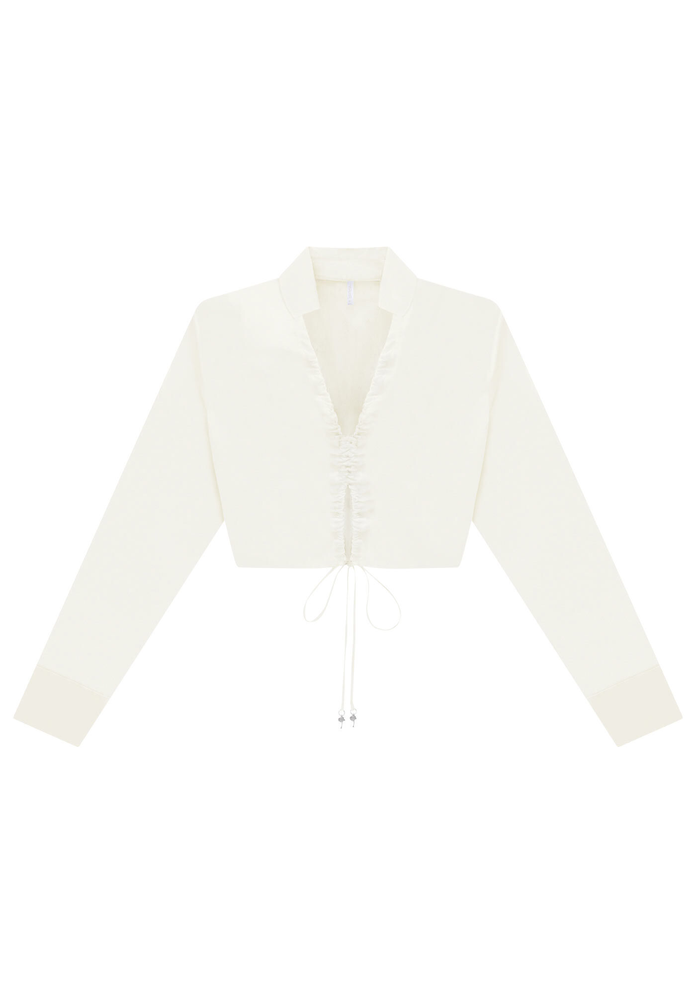 Blusa Manga Longa Cropped com Amarra&ccedil;&atilde;o, , large.