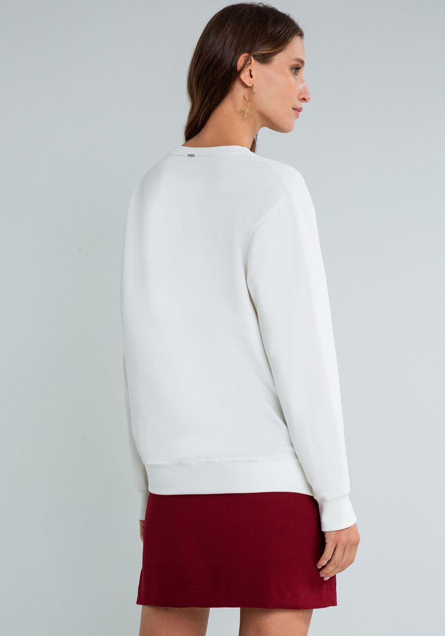 Blusão Manga Longa Bordado, BRANCO OFF WHITE. Blusão Manga Longa Bordado, BRANCO OFF WHITE, large.