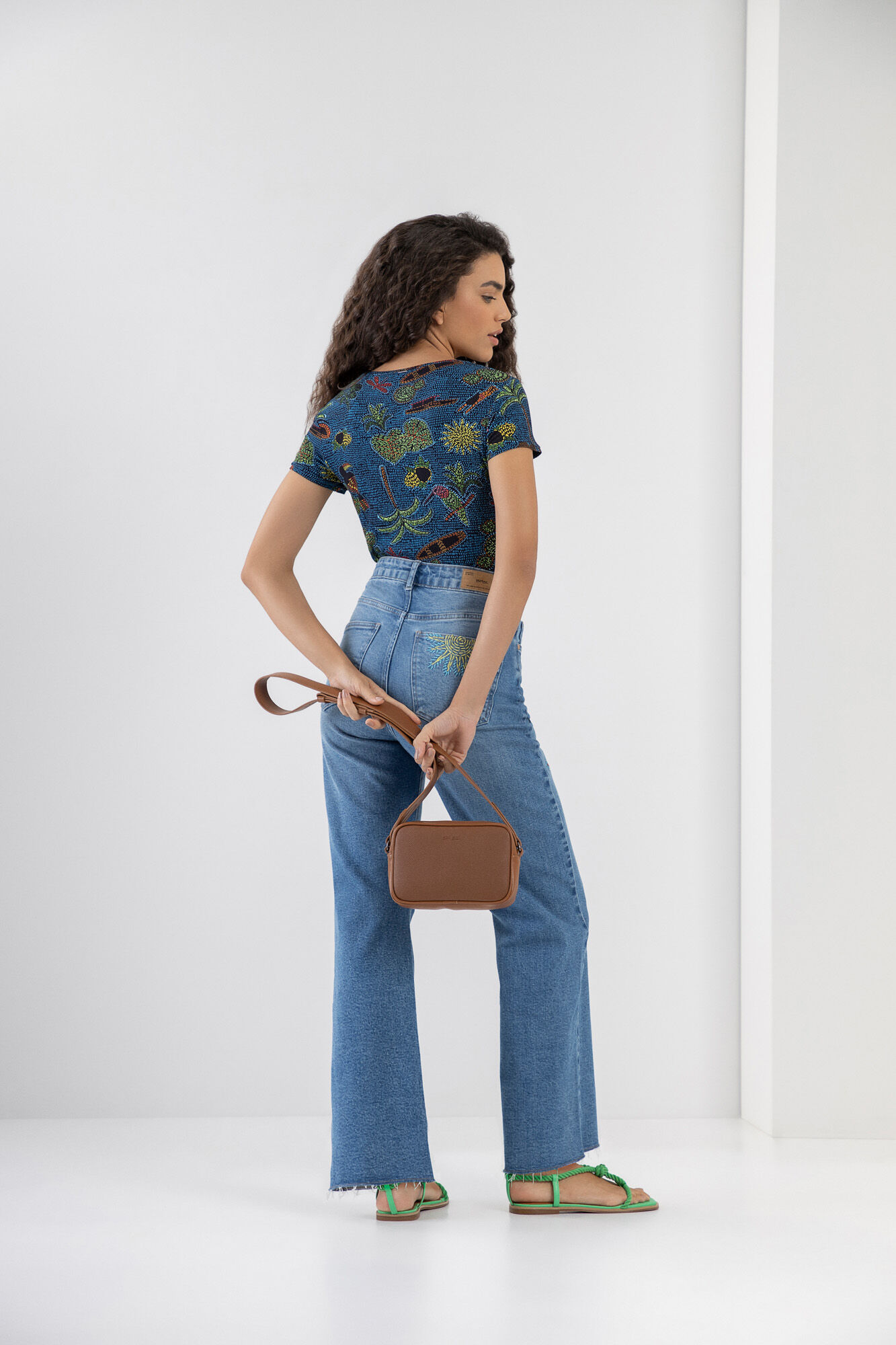 Blusa Manga Curta Canelada Estampada, , large.