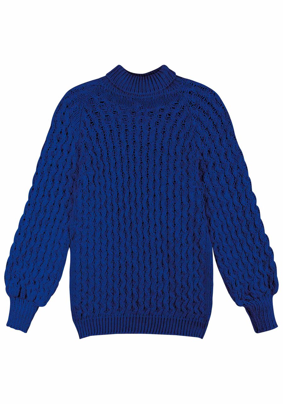 Blusão Amplo em Tricô Texturizado com Gola Alta, . Blusão Amplo em Tricô Texturizado com Gola Alta, , large.