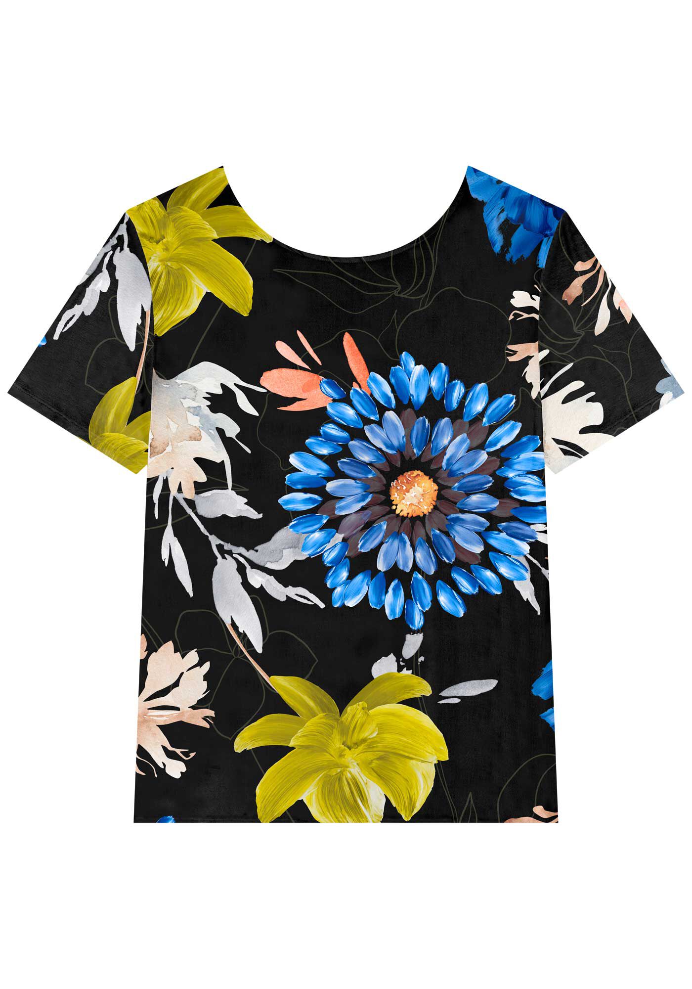 Blusa Estampada De Mangas Curtas Com Decote Redondo, , large.