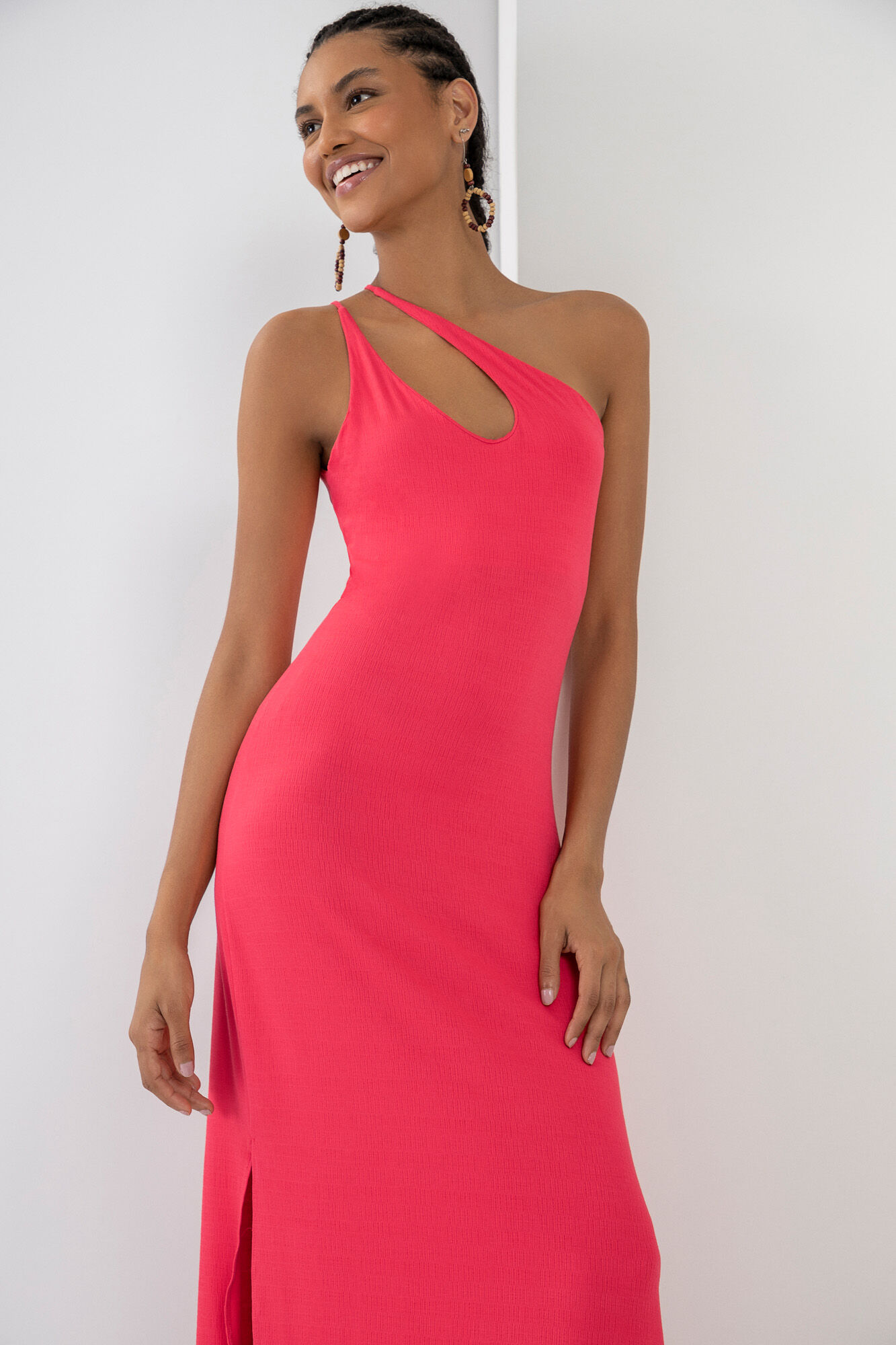 Vestido Midi em Malha com Decote Ombro S&oacute;, , large.