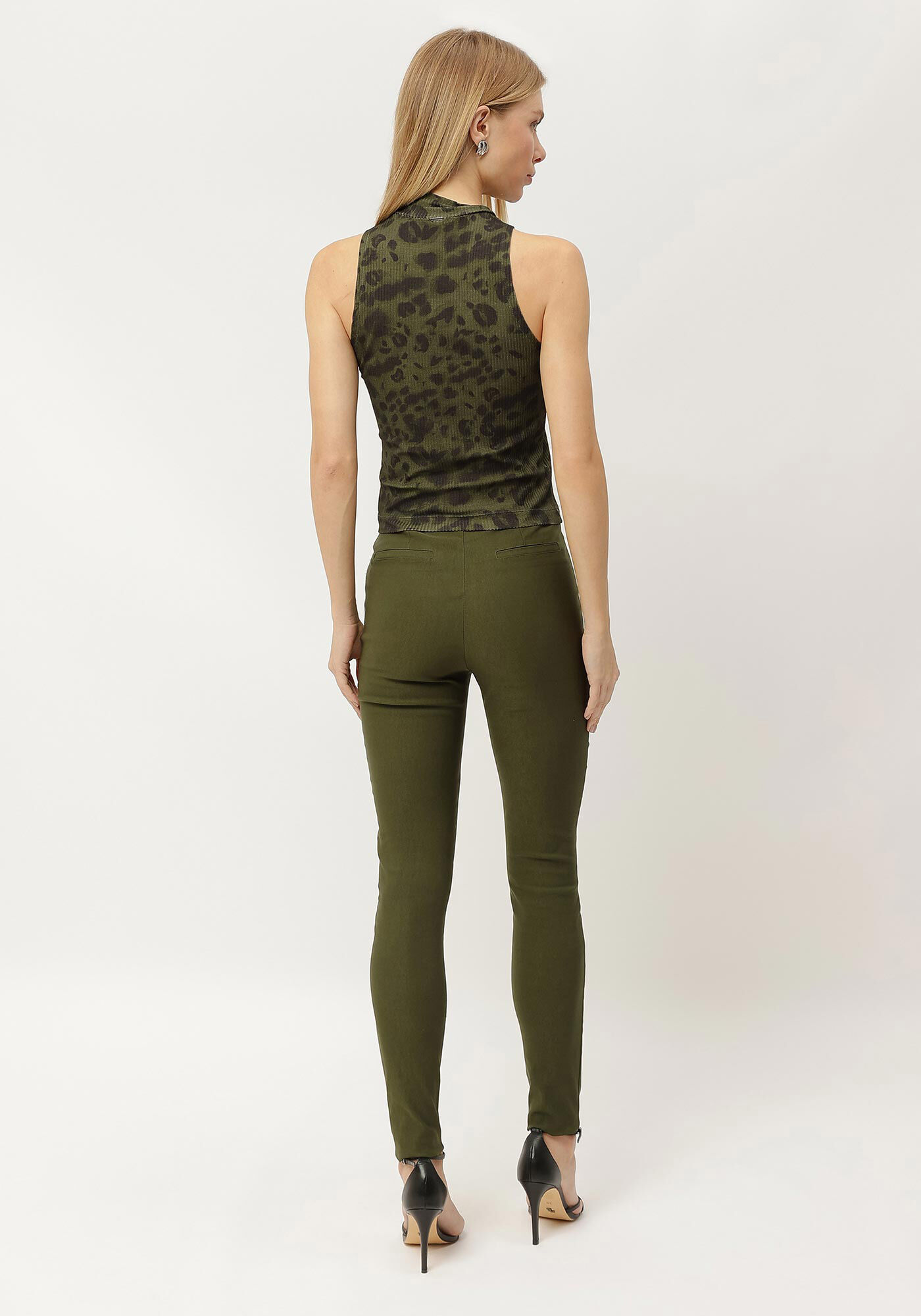 Regata Estampada Canelada com Gola Alta, , large.