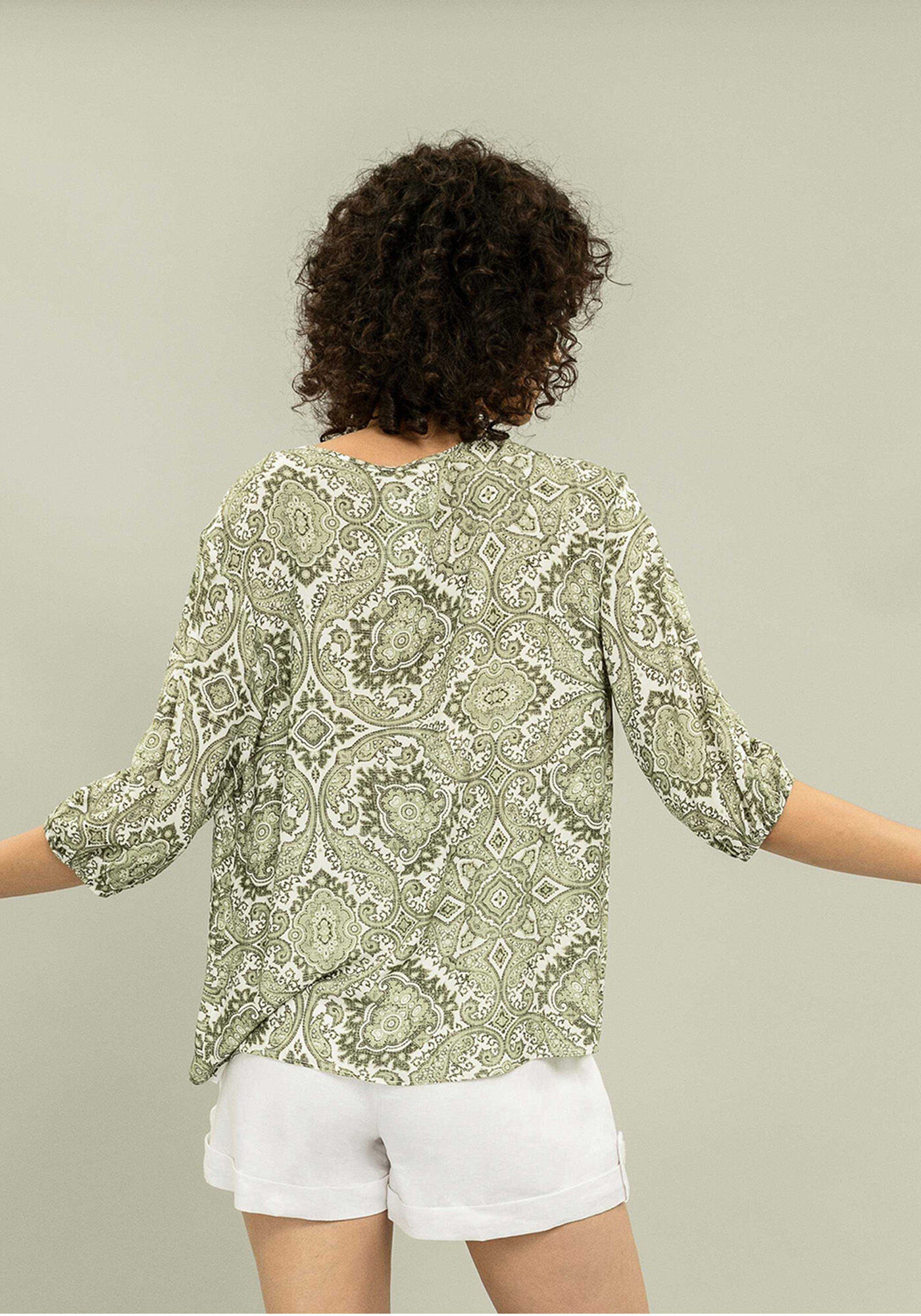 Blusa Manga 3/4 Estampa Acacia, , large.