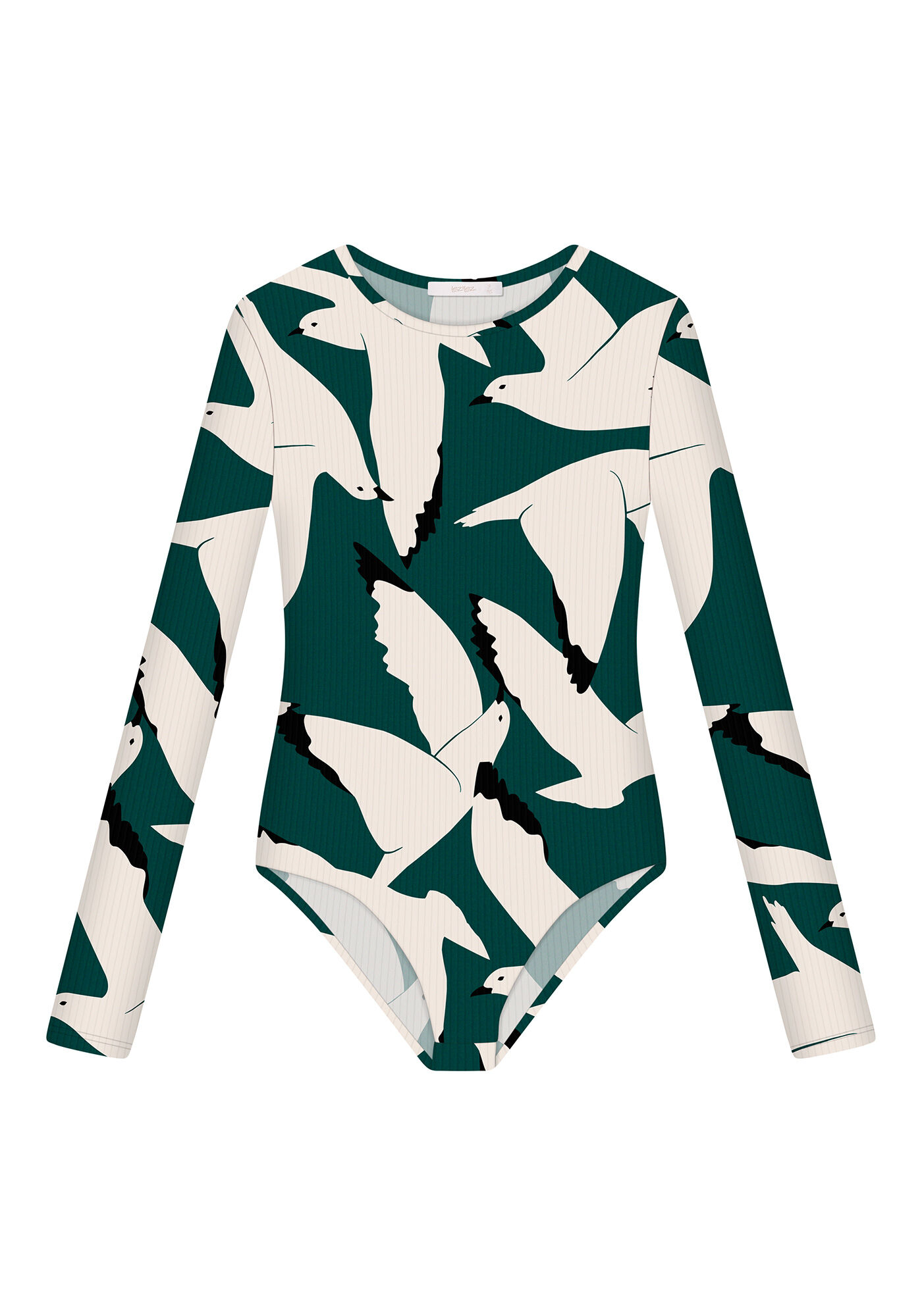 Body Manga Longa Canelado Estampa, VOAR, large.