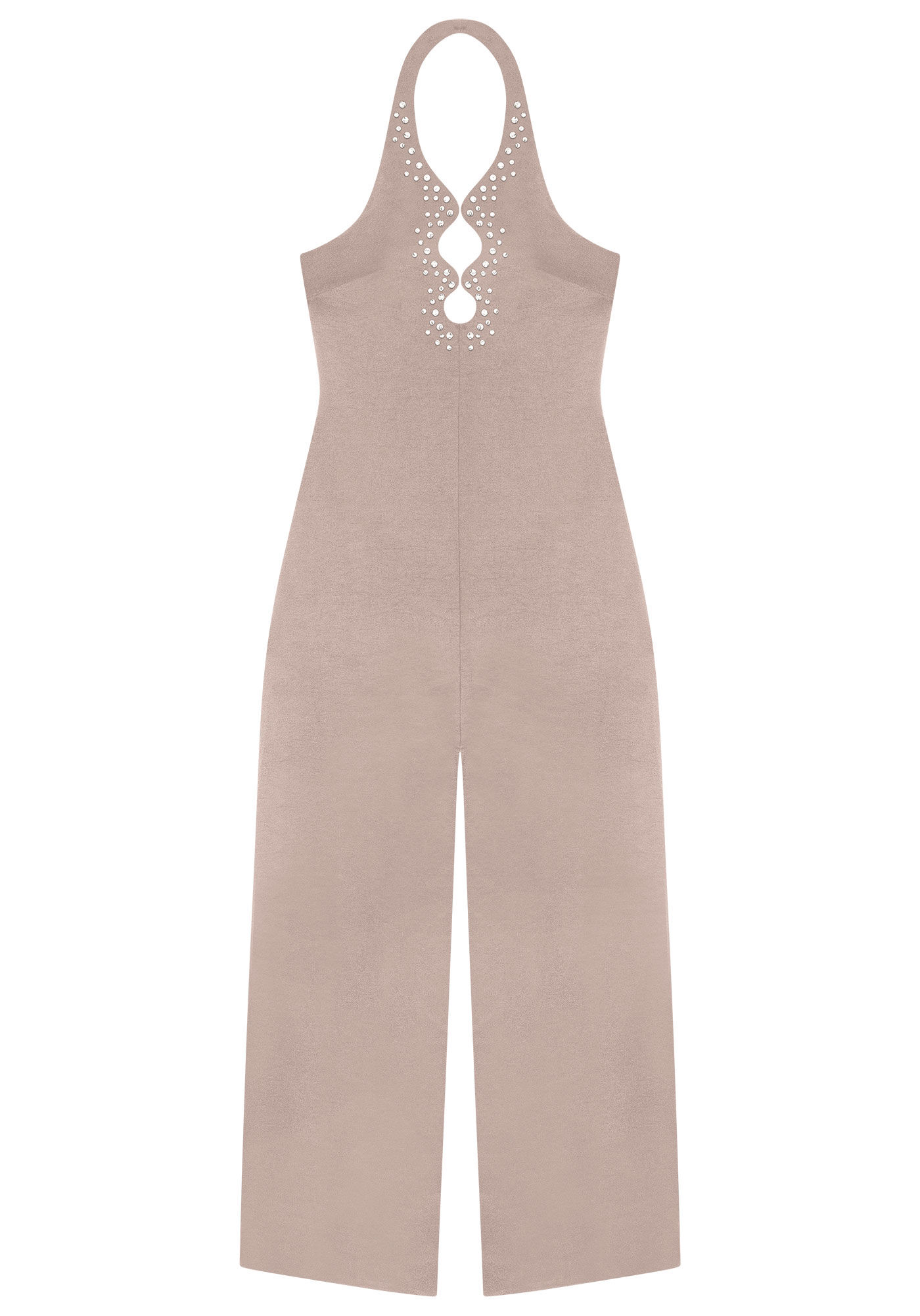 Vestido Longo Frente &Uacute;nica com Pedraria, BEGE CAQUI, large.