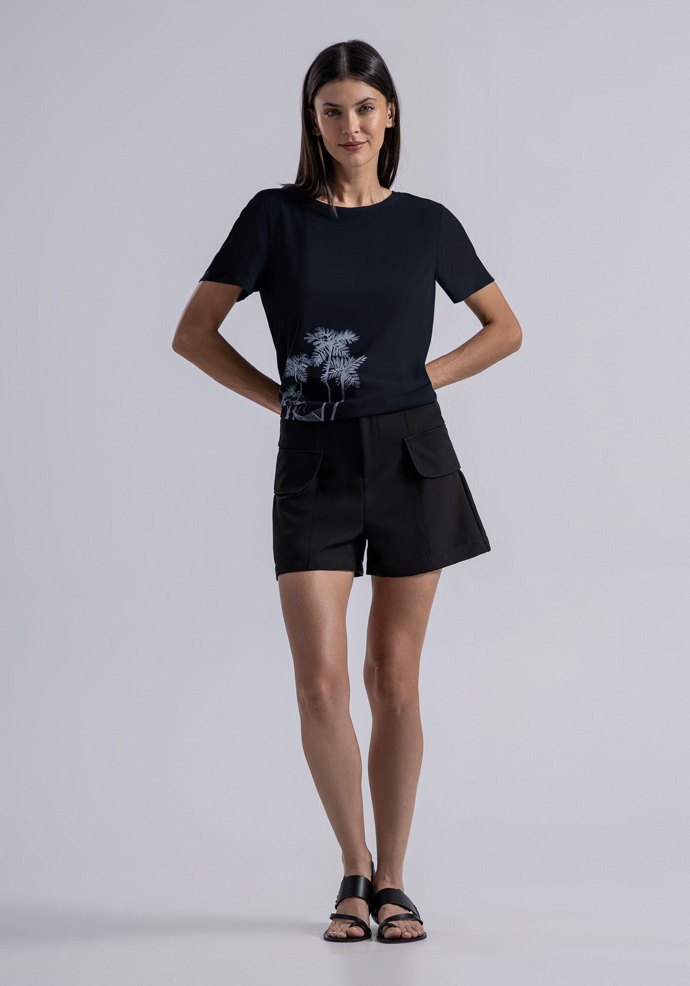 Blusa Manga Curta em Viscose Estampada, , large.