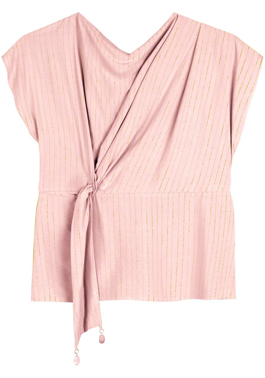 Blusa De Mangas Curtas Em Viscose Com Fios De Lurex, . Blusa De Mangas Curtas Em Viscose Com Fios De Lurex, , large.