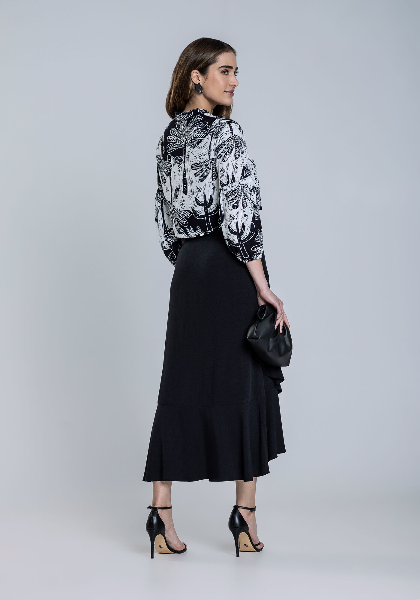 Camisa Manga 3/4 em Viscose Cropped | Lez a Lez