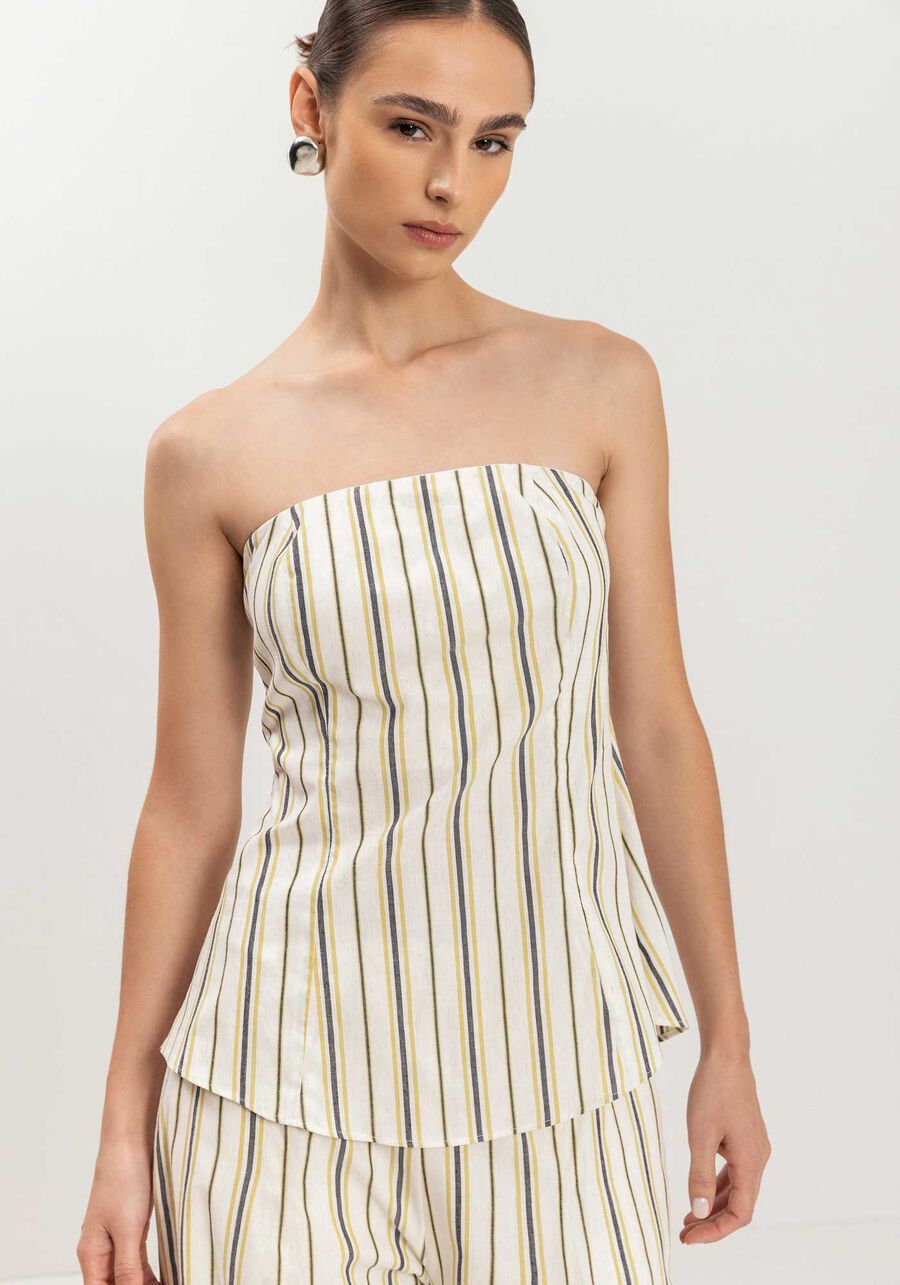 Blusa Sem Mangas Em Linho Leve Listrado, BEGE ALHAMBRA. Blusa Sem Mangas Em Linho Leve Listrado, BEGE ALHAMBRA, large.