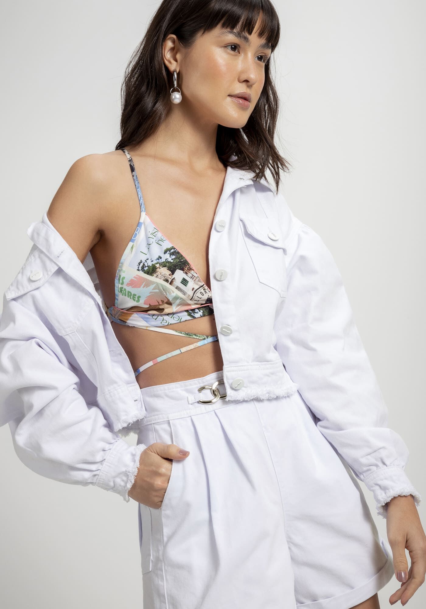 Jaqueta Sarja Cropped Manga Bufante, , large.