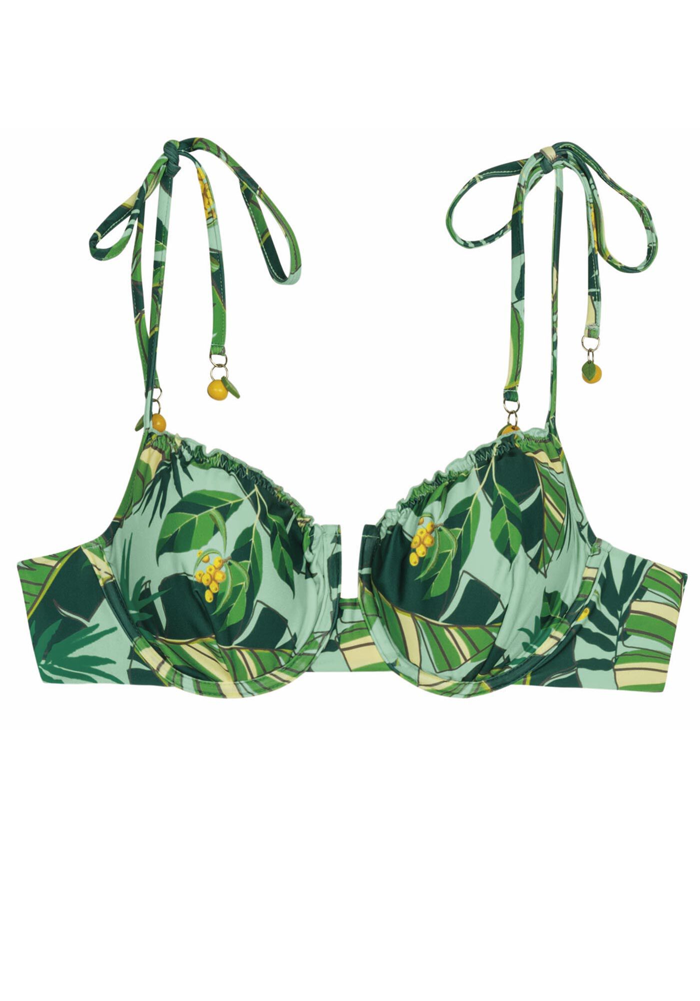 Top Biqu&iacute;ni Meia Ta&ccedil;a Estampado com La&ccedil;o Al&ccedil;as, , large.