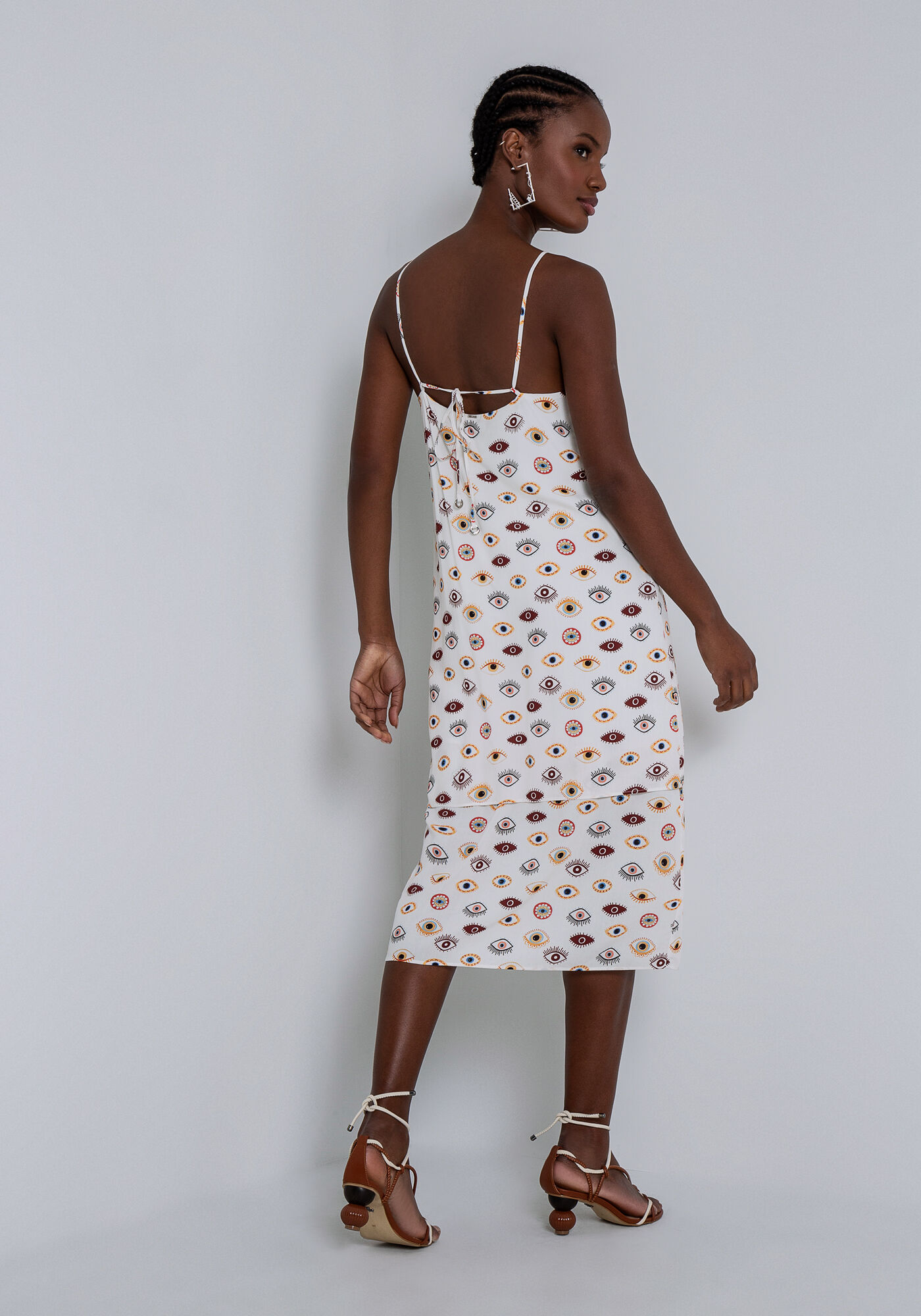 Vestido com Al&ccedil;as em Viscose Midi, OLHARES, large.