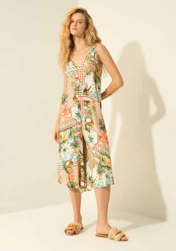 Macacão Midi Estampado Com Amarrações, VILA LARANJA. Macacão Midi Estampado Com Amarrações, VILA LARANJA, large.