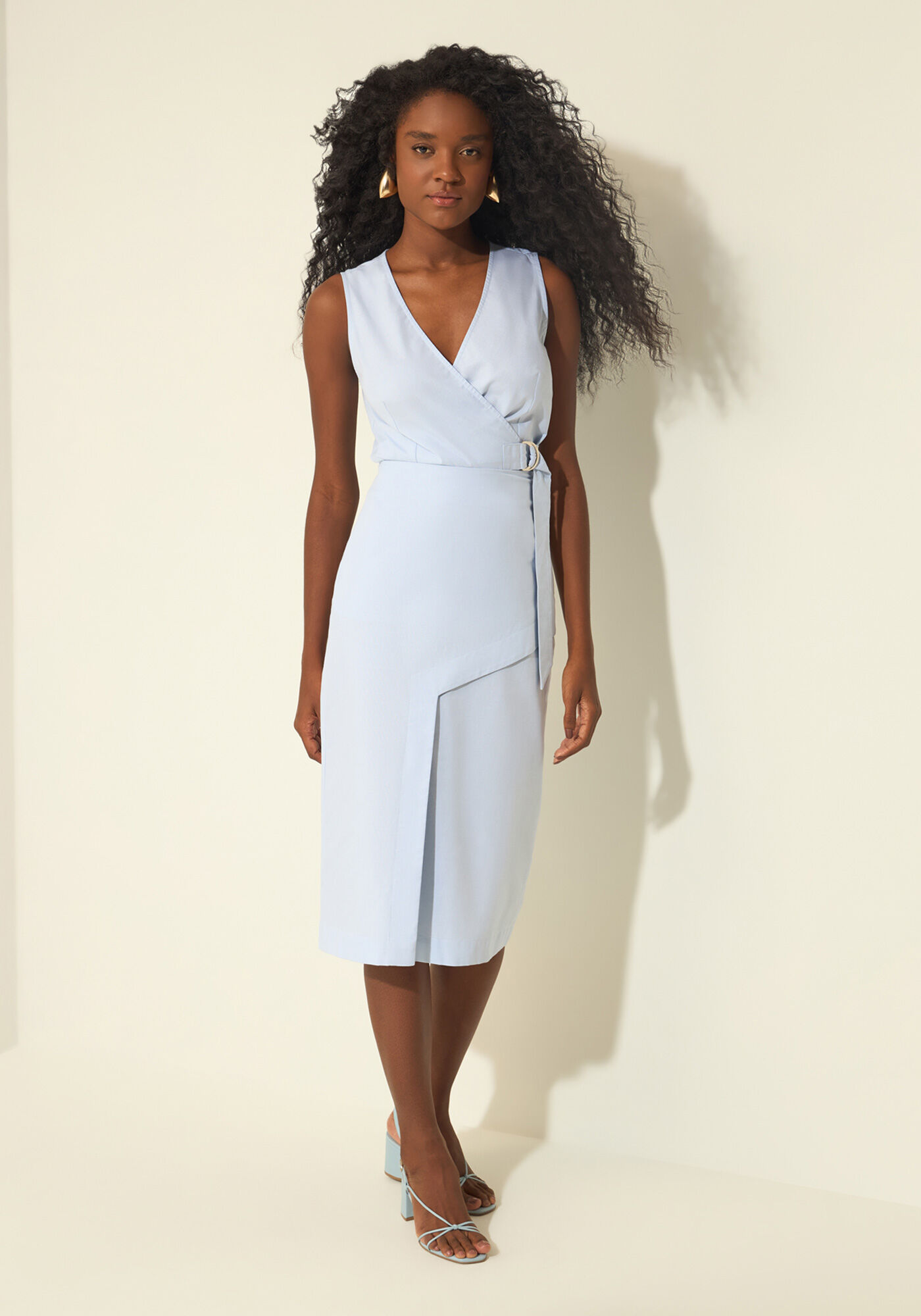 Saia Ch&aacute; De Cintura Alta Com Sobreposi&ccedil;&atilde;o, AZUL PUPPY, large.