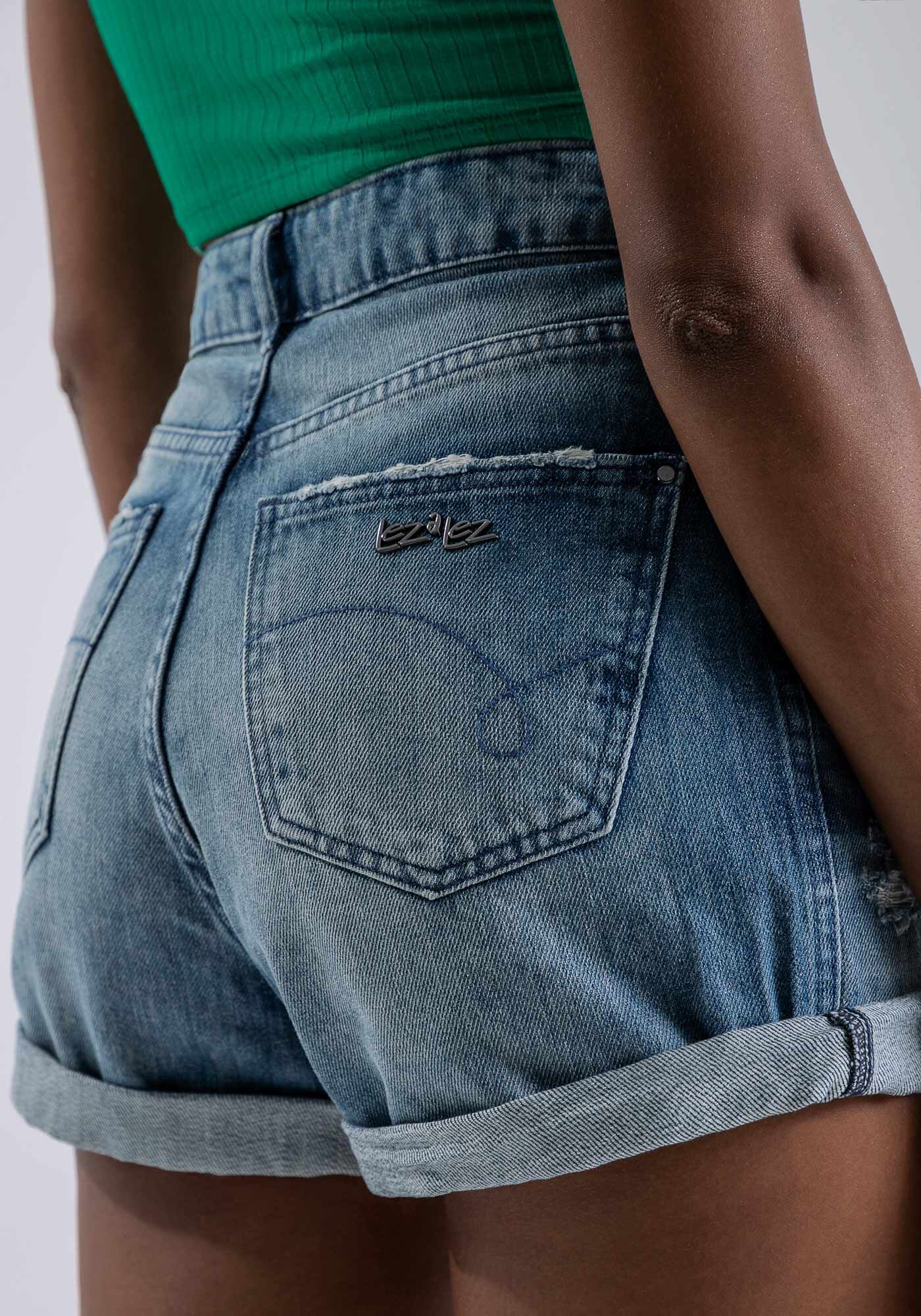 Shorts Jeans Mom com Cintura Alta, , large.