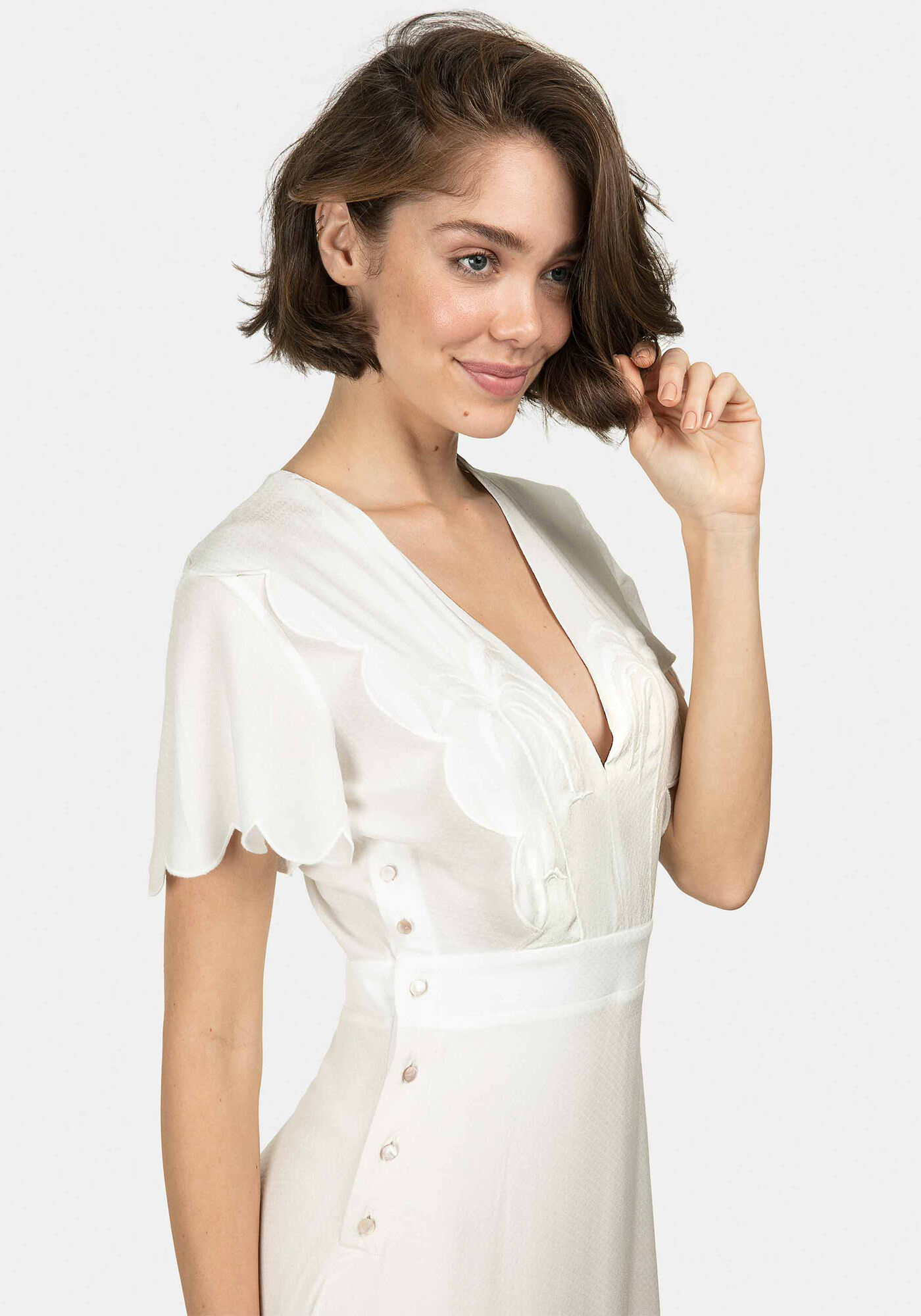 Vestido M&iacute;di Bordado Amarelo Caramelo, , large.