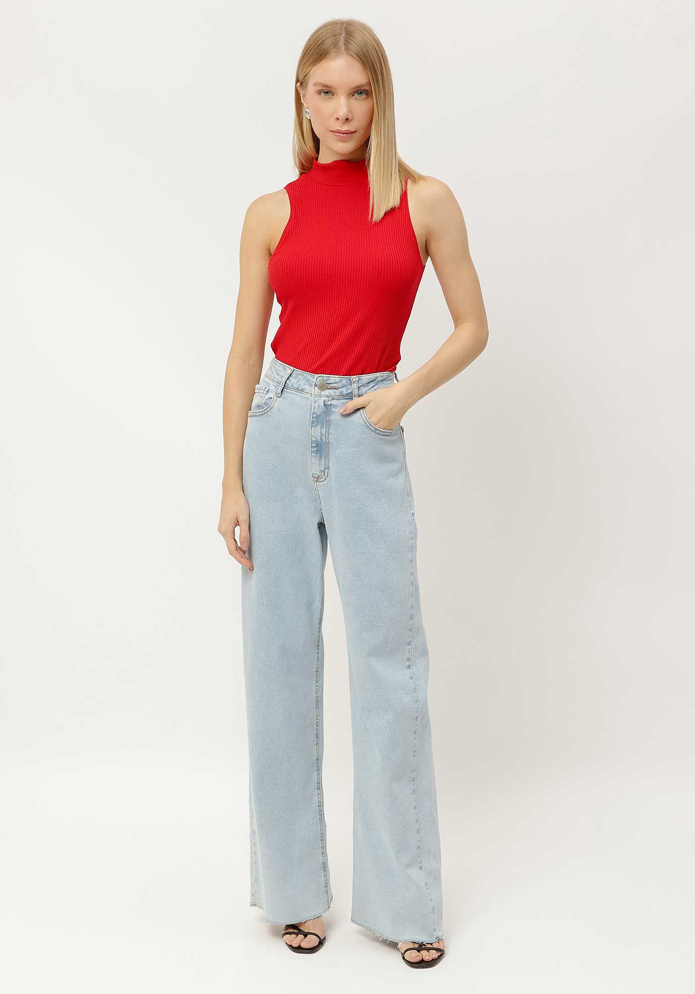 Regata Canelada com Gola Alta, , large.