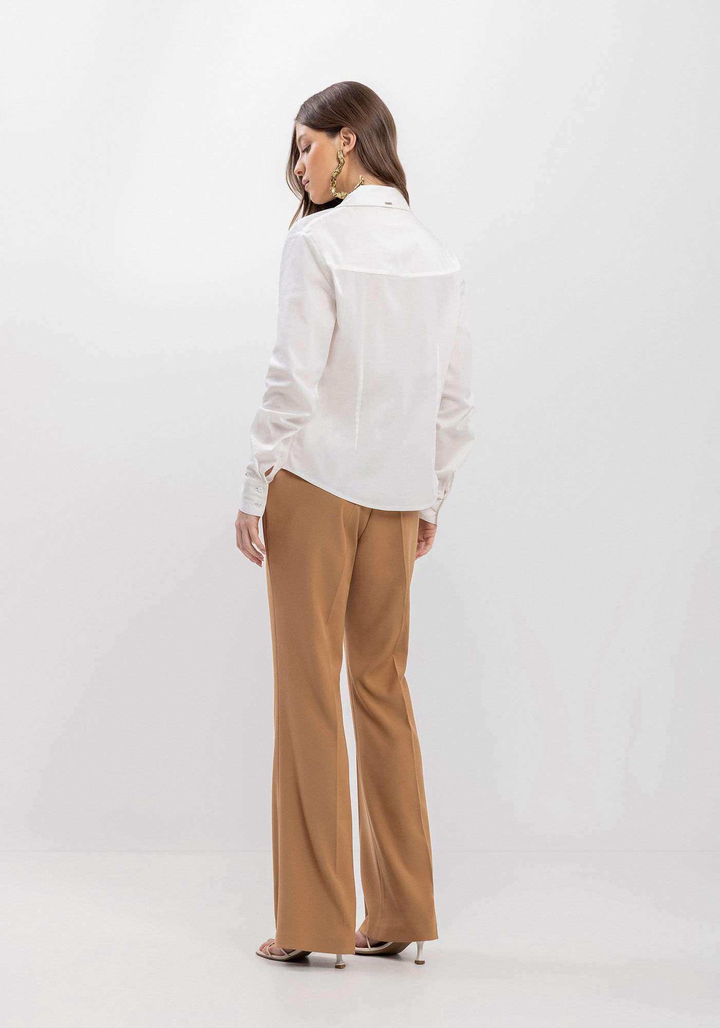 Camisa B&aacute;sica De Mangas Longas Com Barra Arredondada, , large.