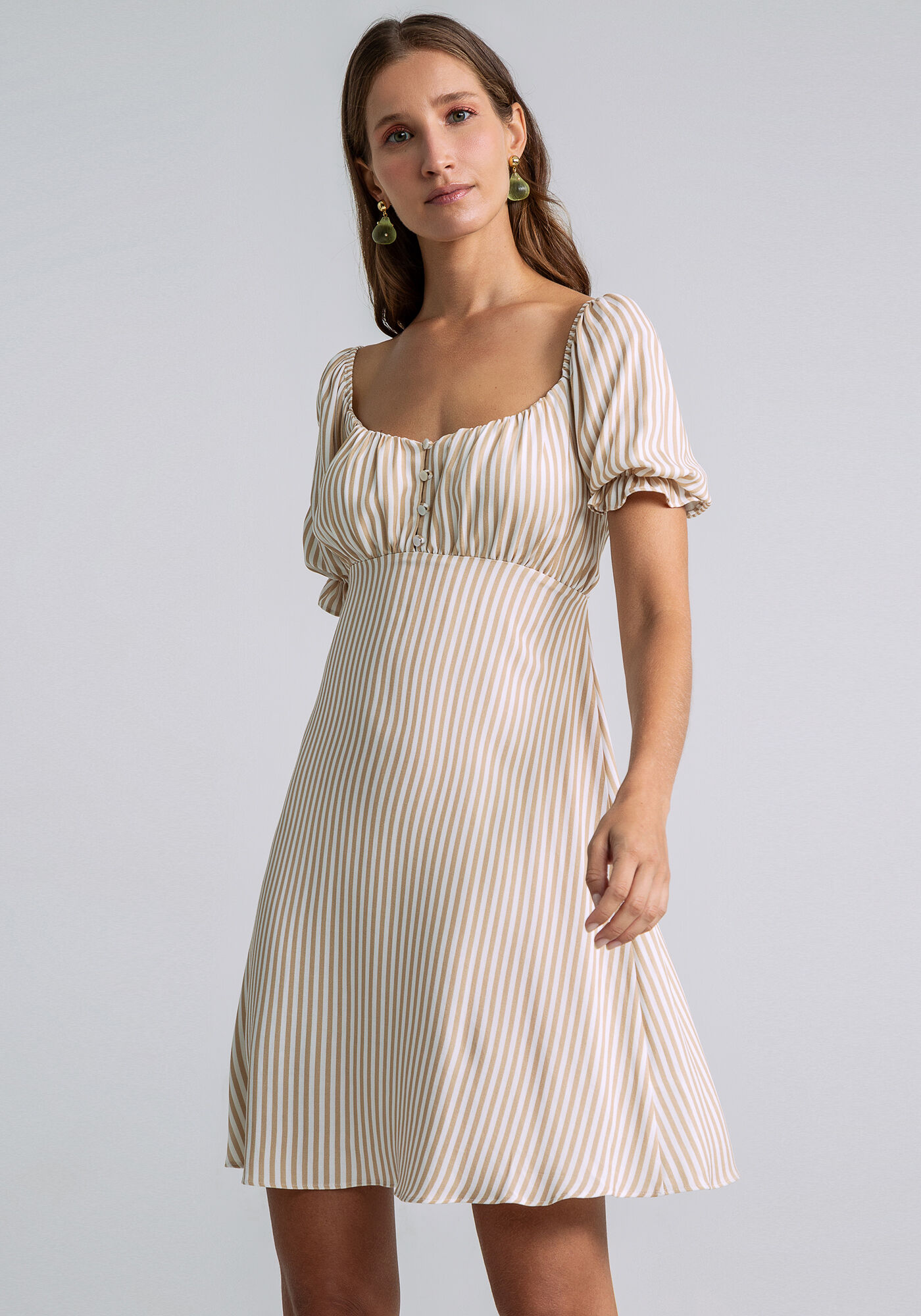 Vestido Curto Estampado Franzido Busto, , large.