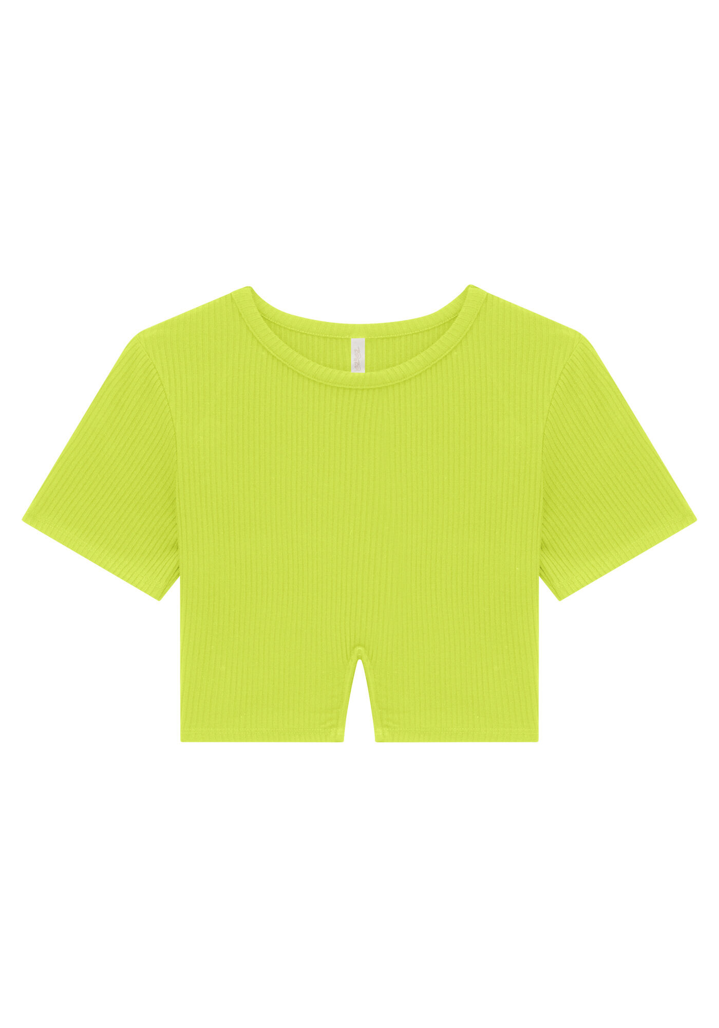 Blusa Cropped Canelada com Recorte V Barra, , large.