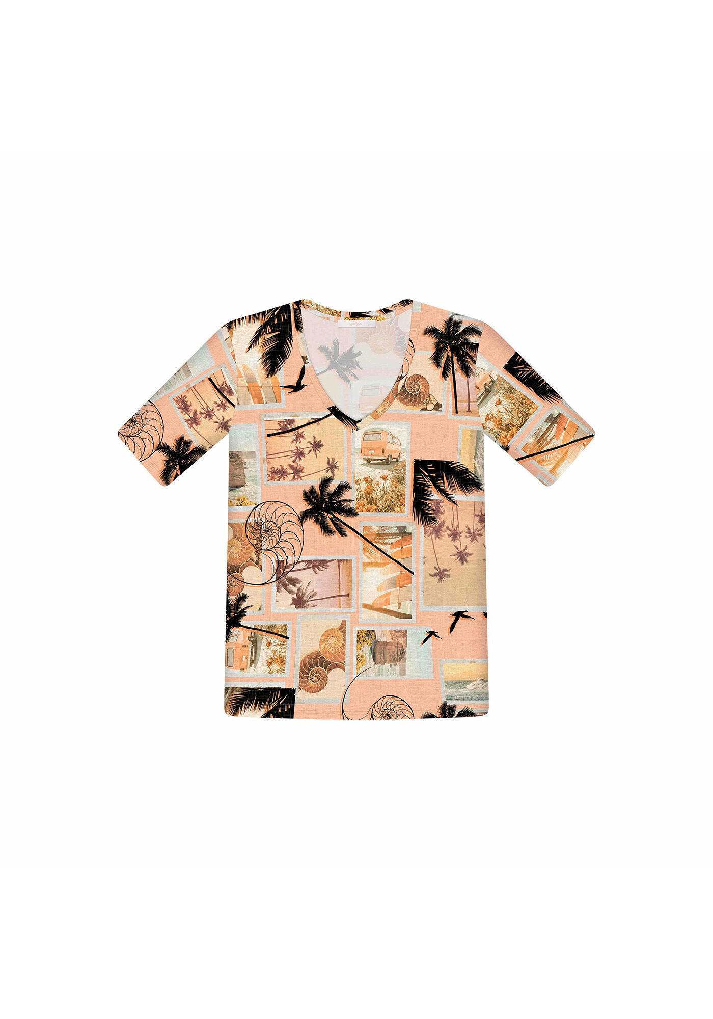 Blusa Decote V Estampa Vivid, , large.