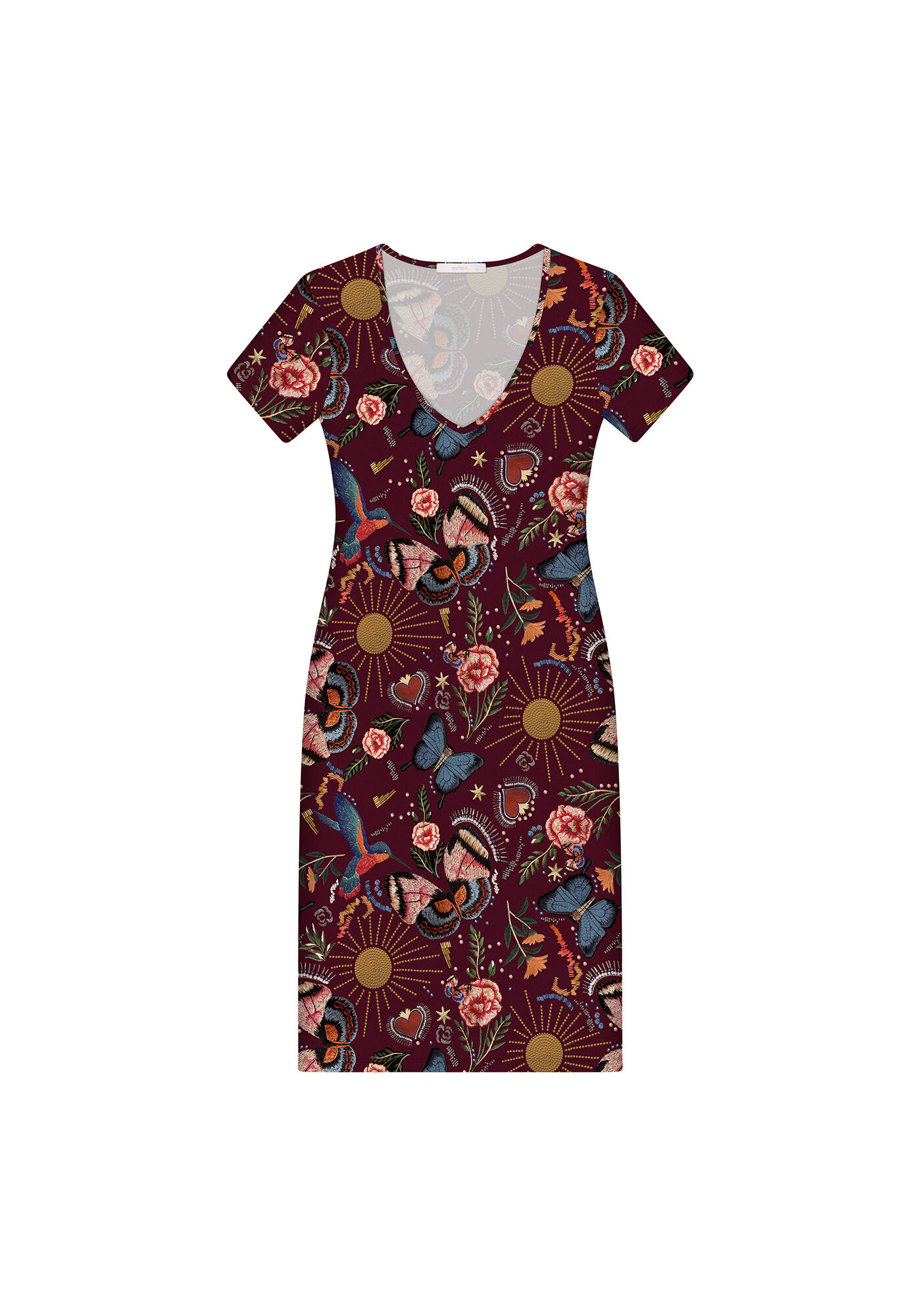 Vestido Curto Decote V Estampa, , large.