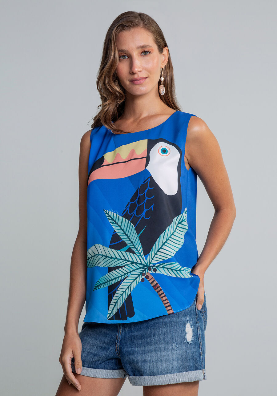 Blusa sem Mangas Estampa, . Blusa sem Mangas Estampa, , large.