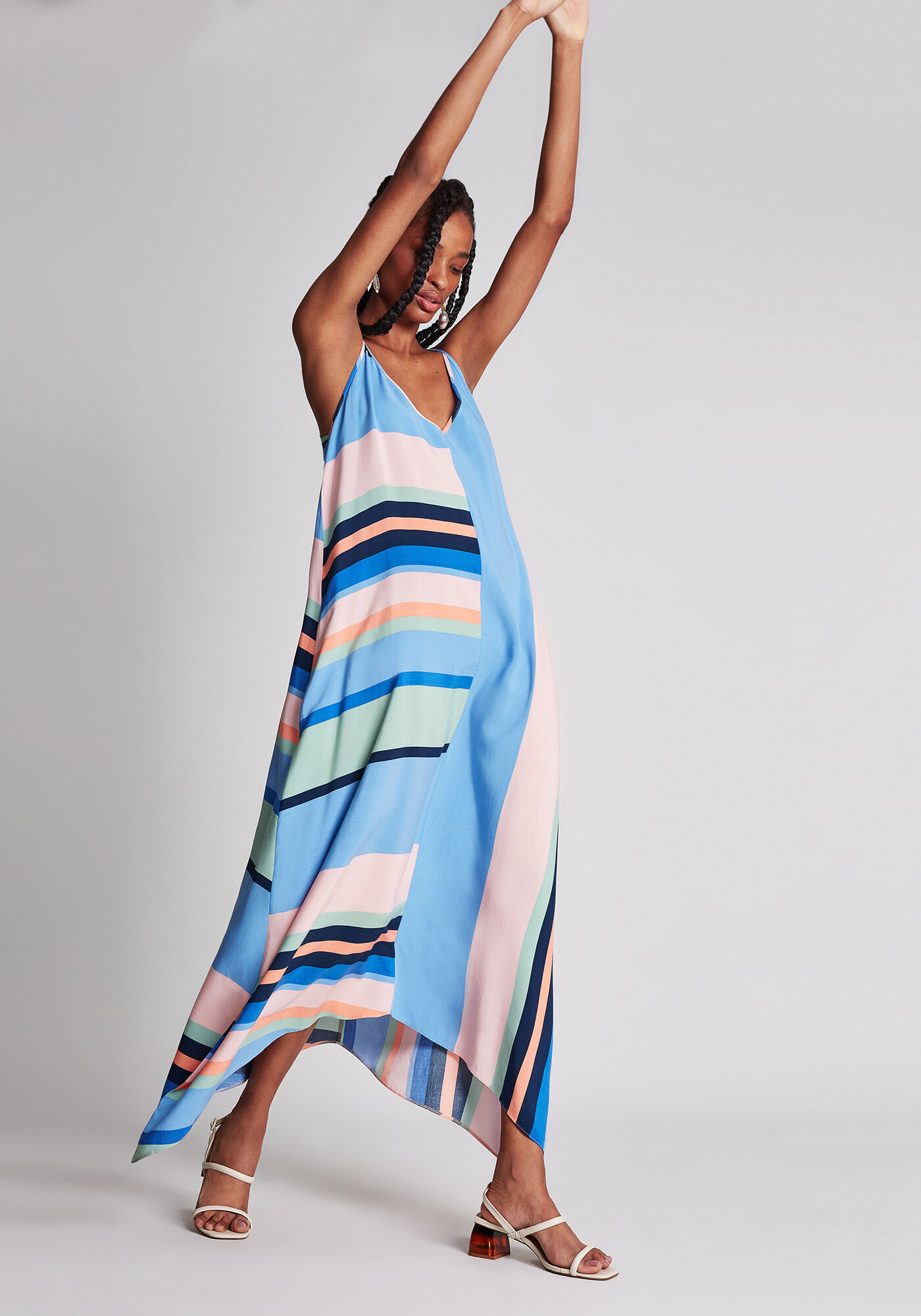 Vestido M&iacute;di Assim&eacute;trico Cinto, , large.