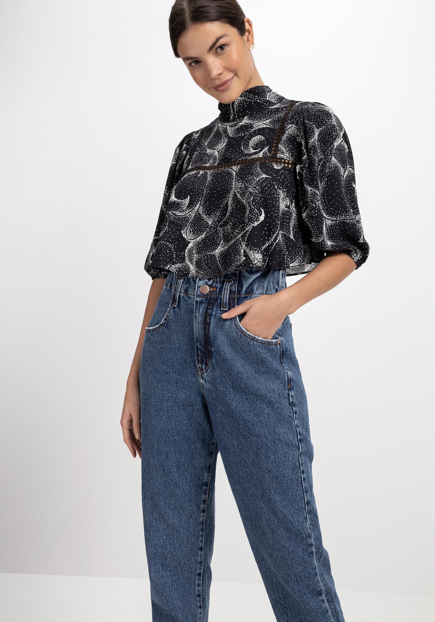 Jean mom con elastico outlet