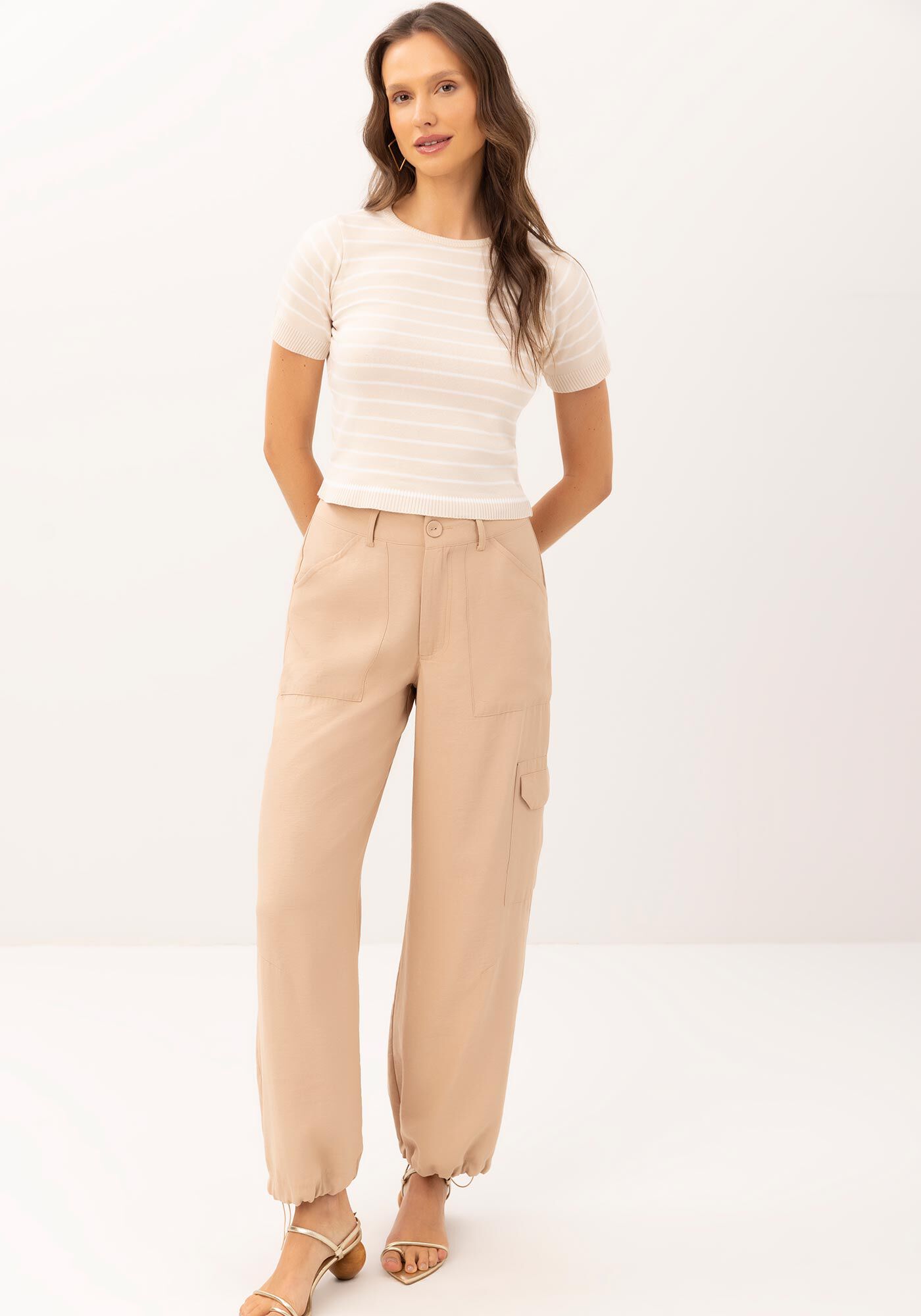 Blusa Listrada em Tric&ocirc; com Manga Curta, , large.