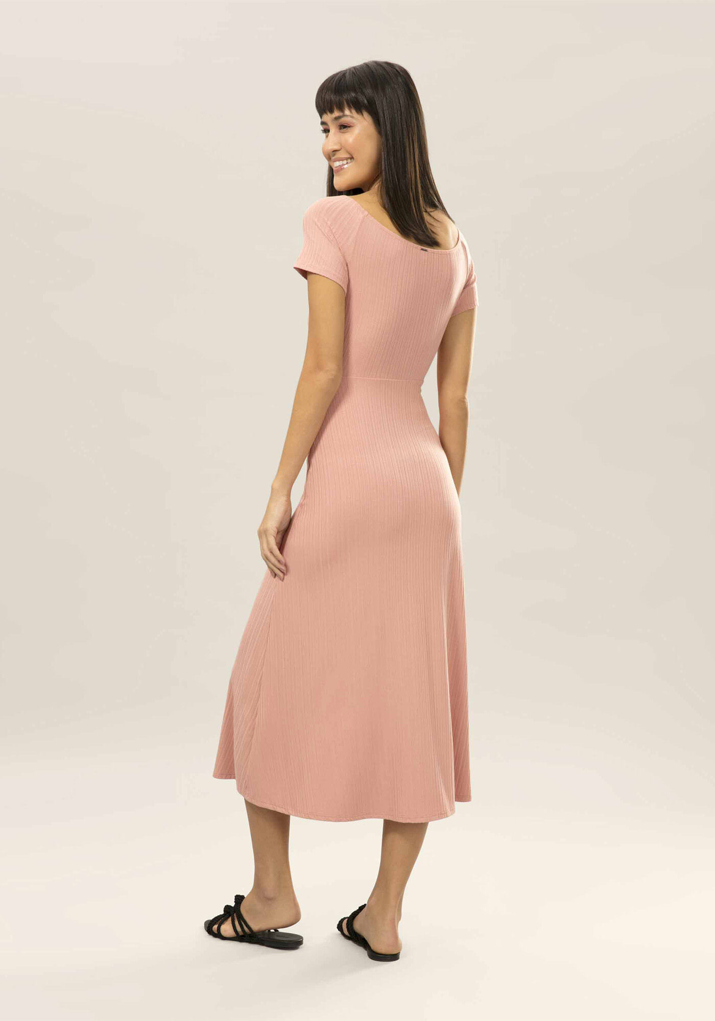 Vestido M&iacute;di Amarra&ccedil;&atilde;o Amarelo Caramelo, , large.