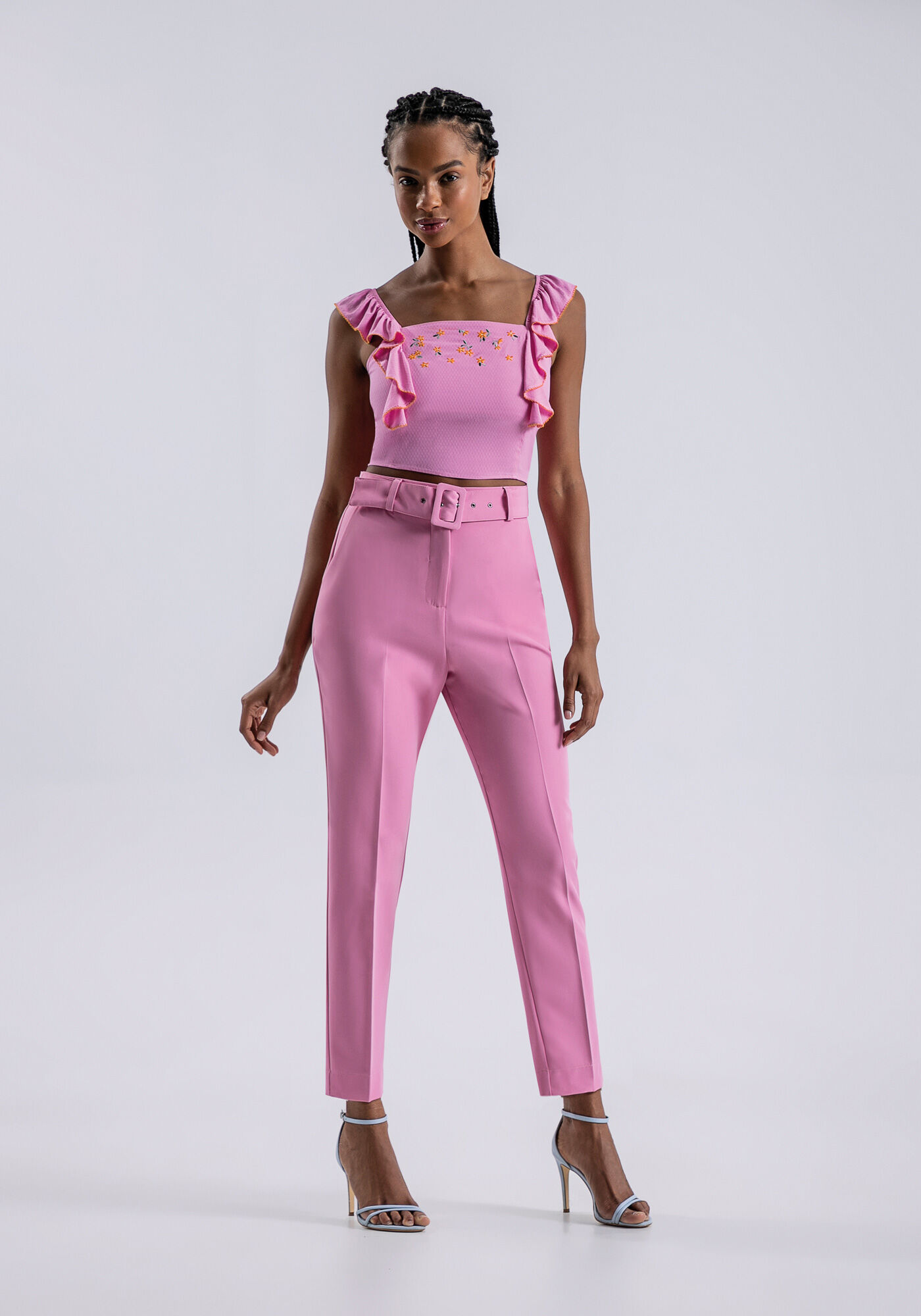 Blusa Cropped com Babados e Bordado, , large.