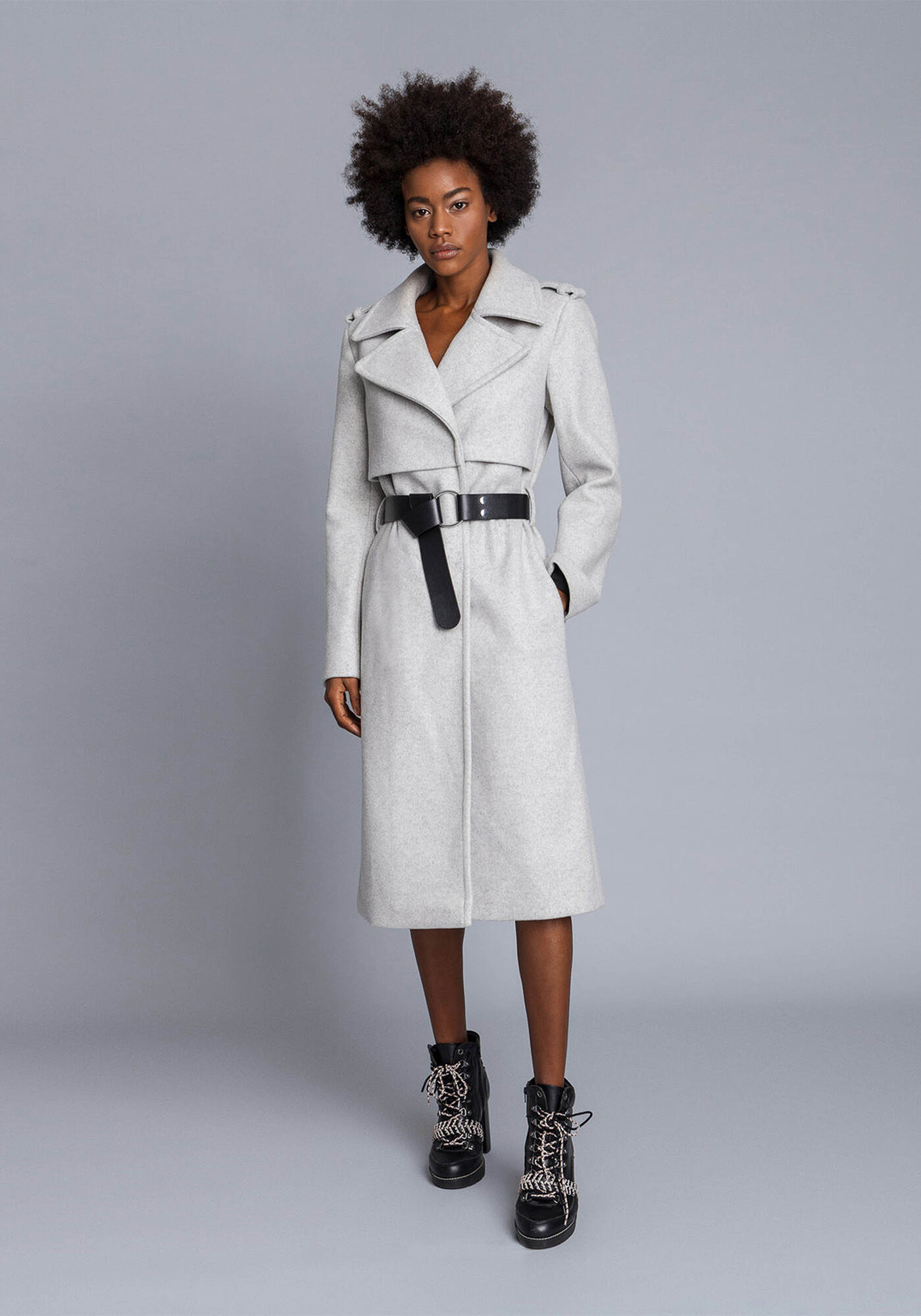 Sobretudo L&atilde; Batida com Cinto Mescla M&eacute;dio, MESCLA, large.