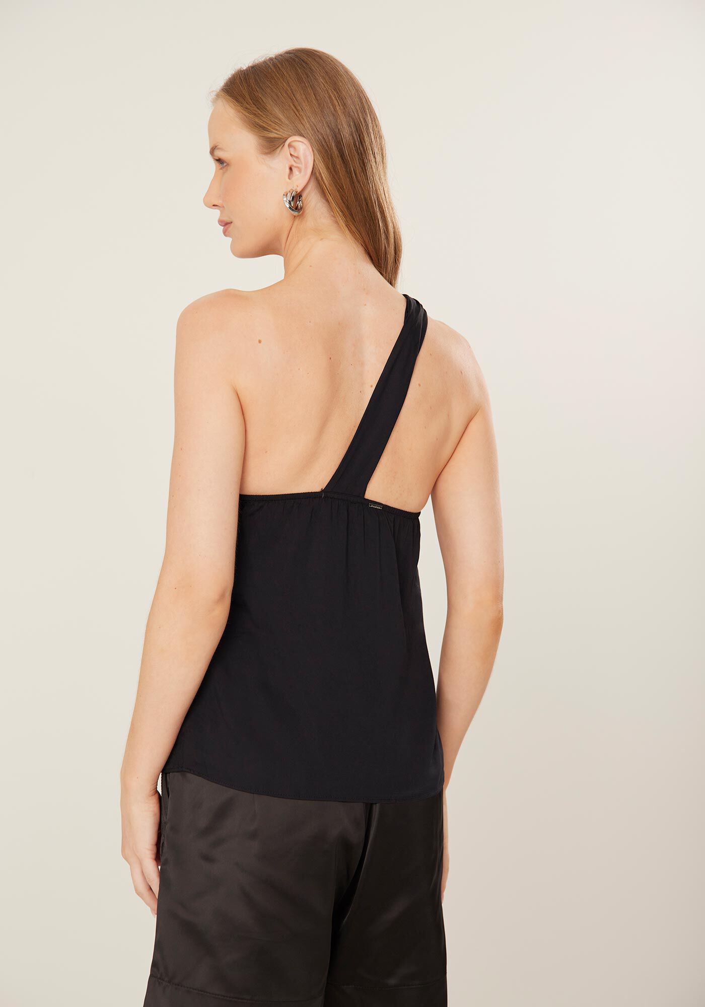 Blusa Um Ombro S&oacute; Minimal com Recorte Faixa, , large.