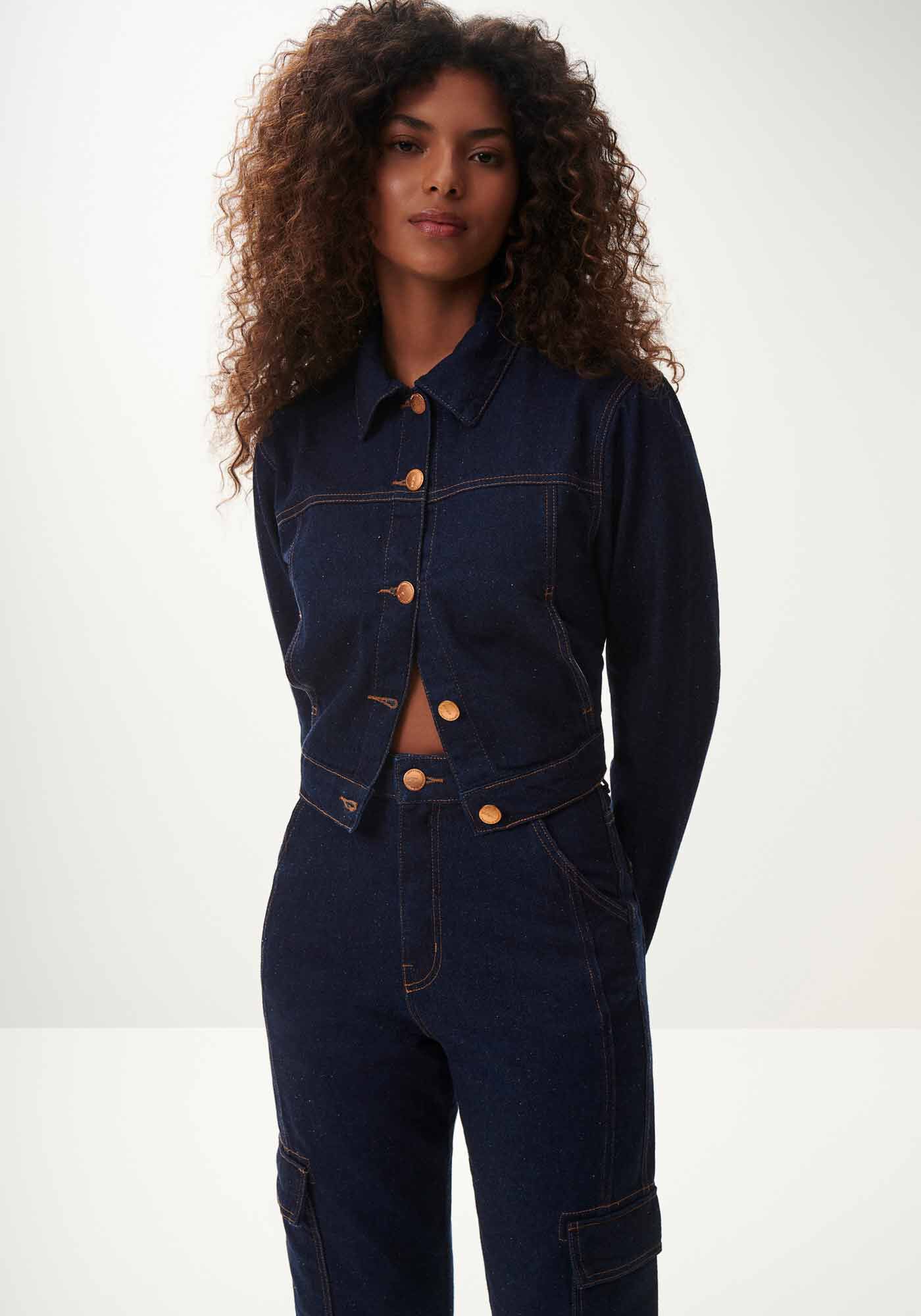 Cal&ccedil;a Jeans Reta Cargo Super Alta Sustent&aacute;vel, , large.