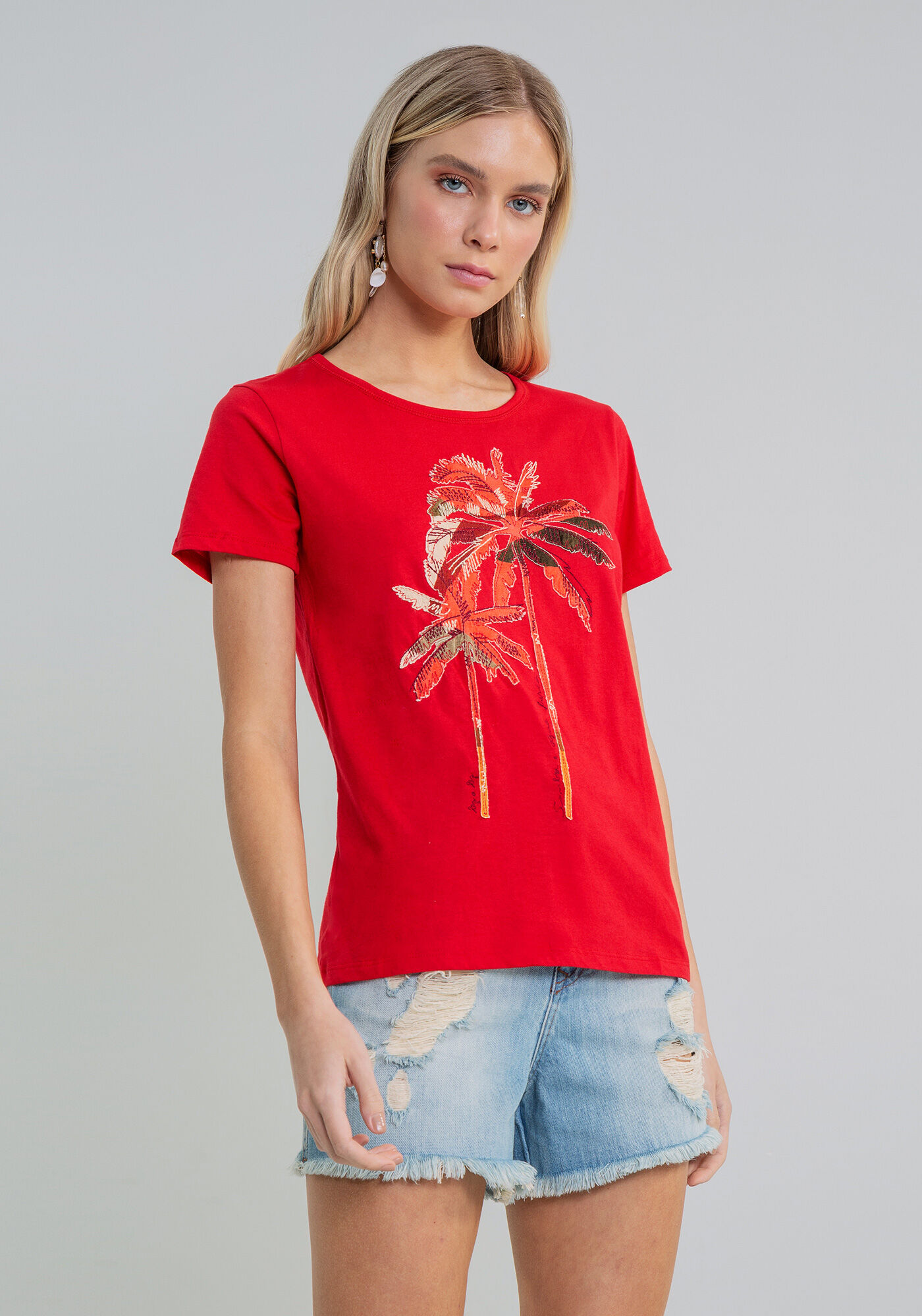 Blusa Manga Curta Bordado, , large.