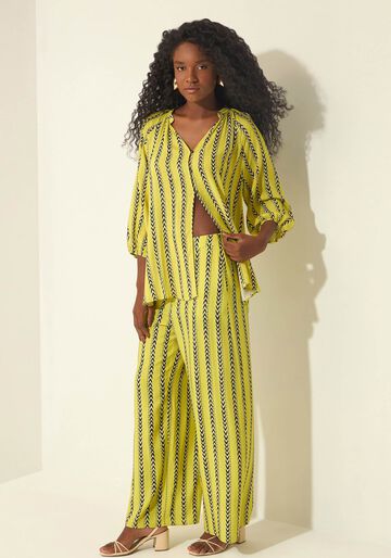 Calça Pantalona Estampada De Cintura Alta, VIELAS VERDE. Calça Pantalona Estampada De Cintura Alta, VIELAS VERDE, large.