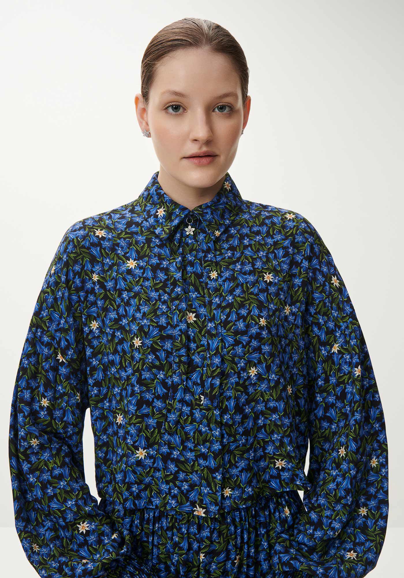 Camisa Cropped Manga Longa Estampada, , large.