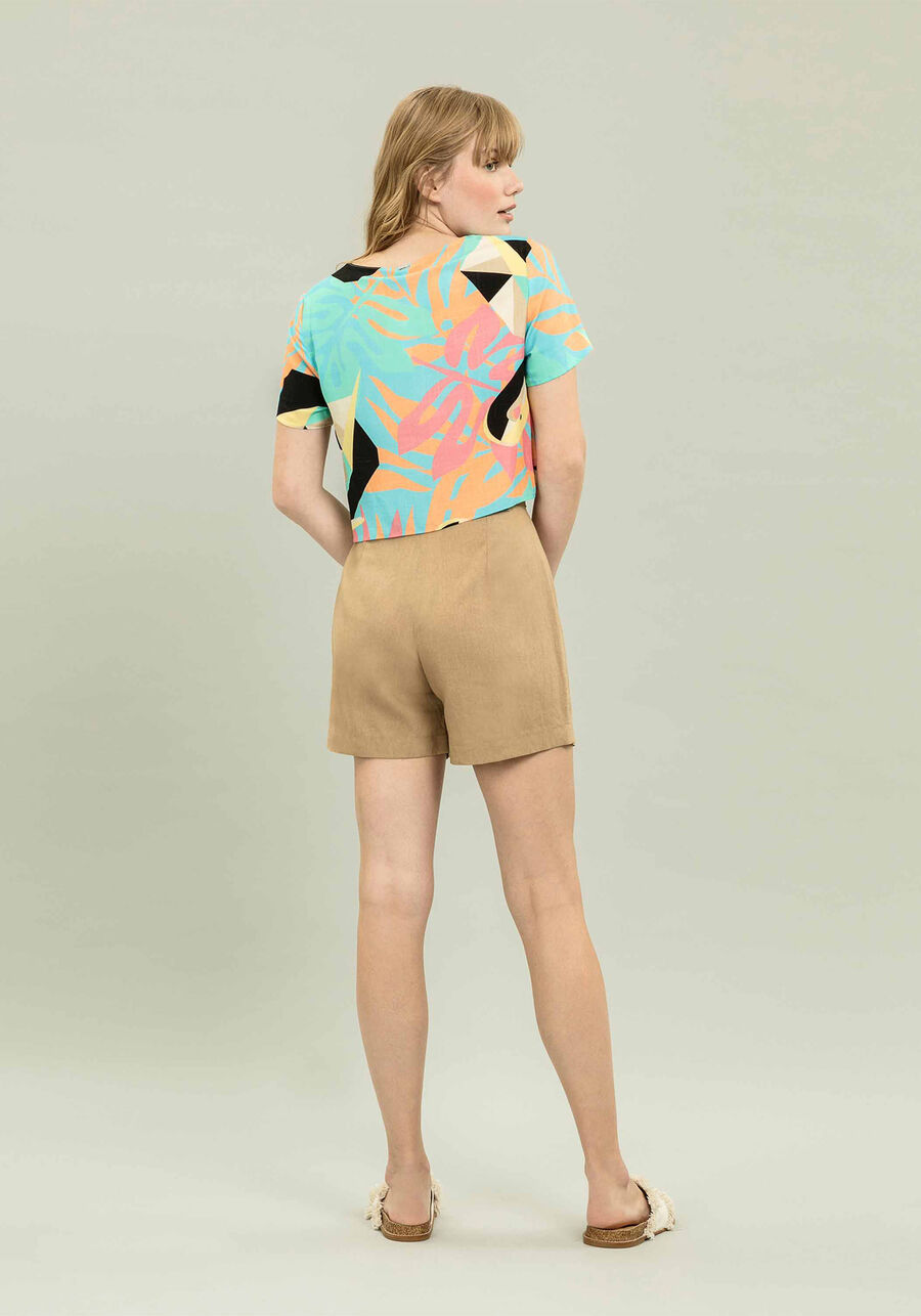 Shorts Linho Botões com Cinto Bege Georgia, . Shorts Linho Botões com Cinto Bege Georgia, , large.