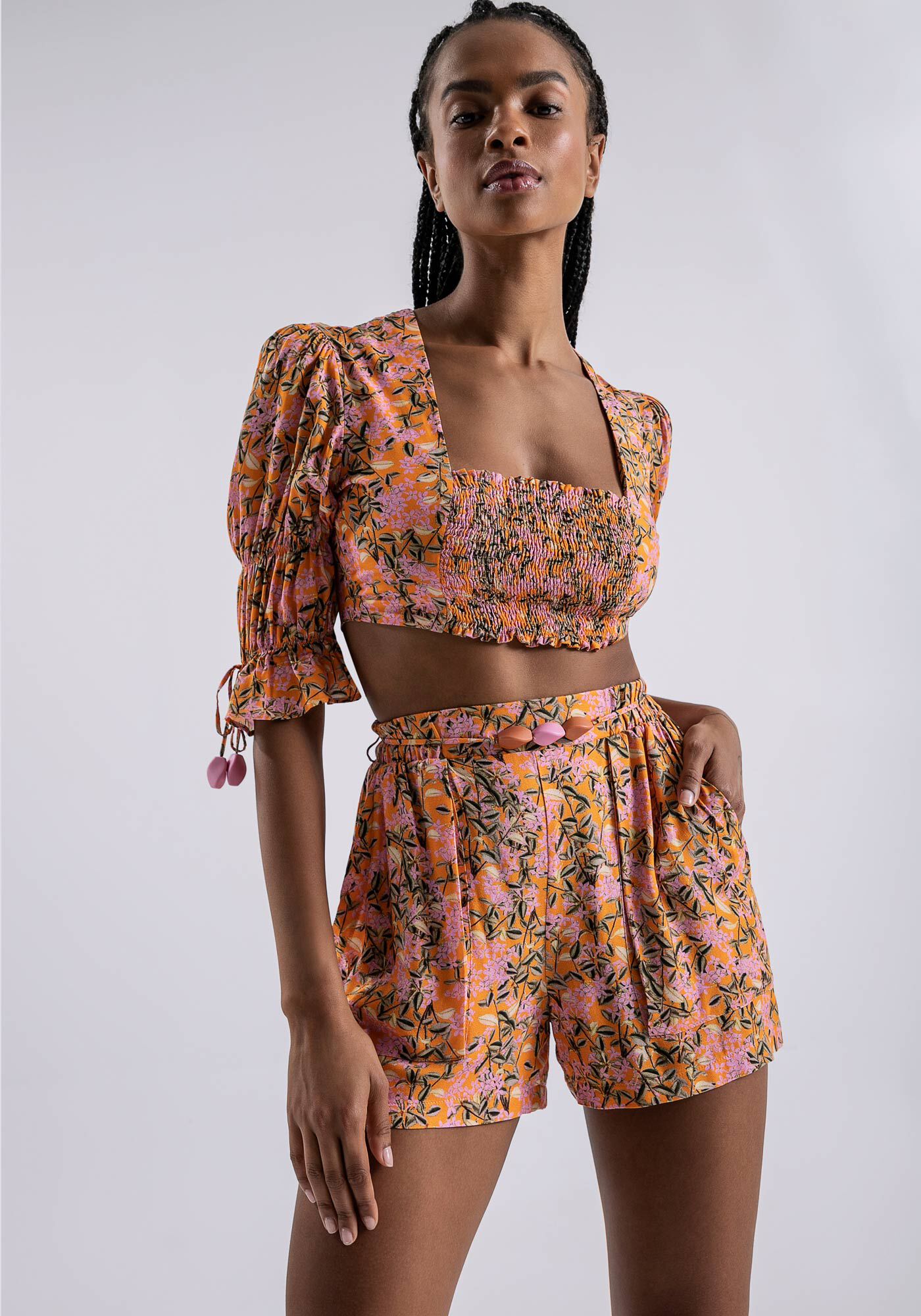 Shorts Estampado Crepe com Cinto, FLORISTA, large.