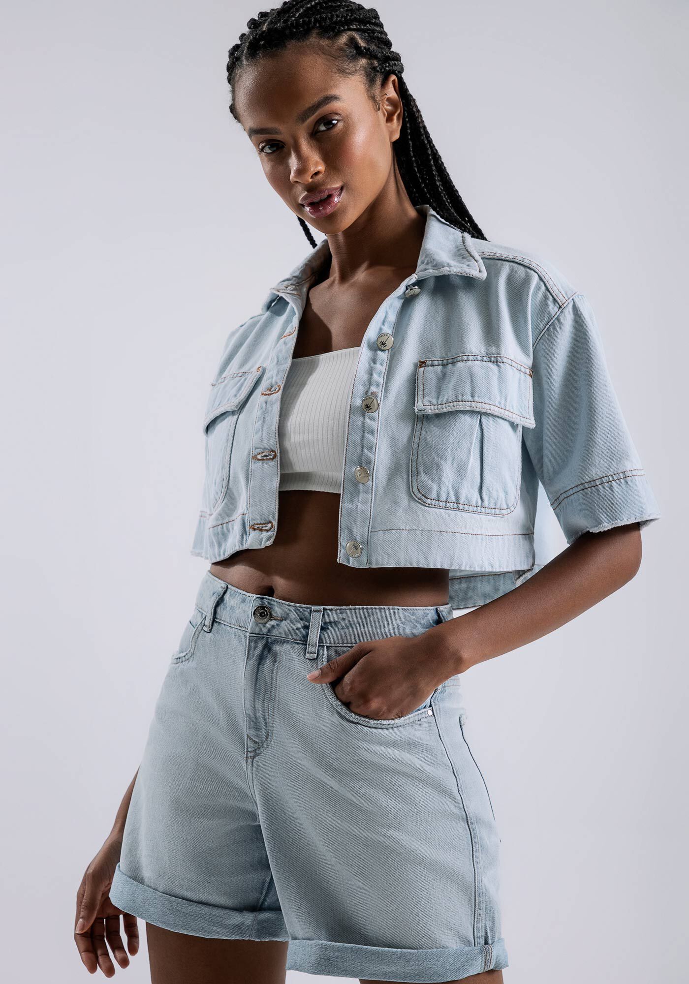 Bermuda Boyfriend Venice com Cintura M&eacute;dia, JEANS, large.