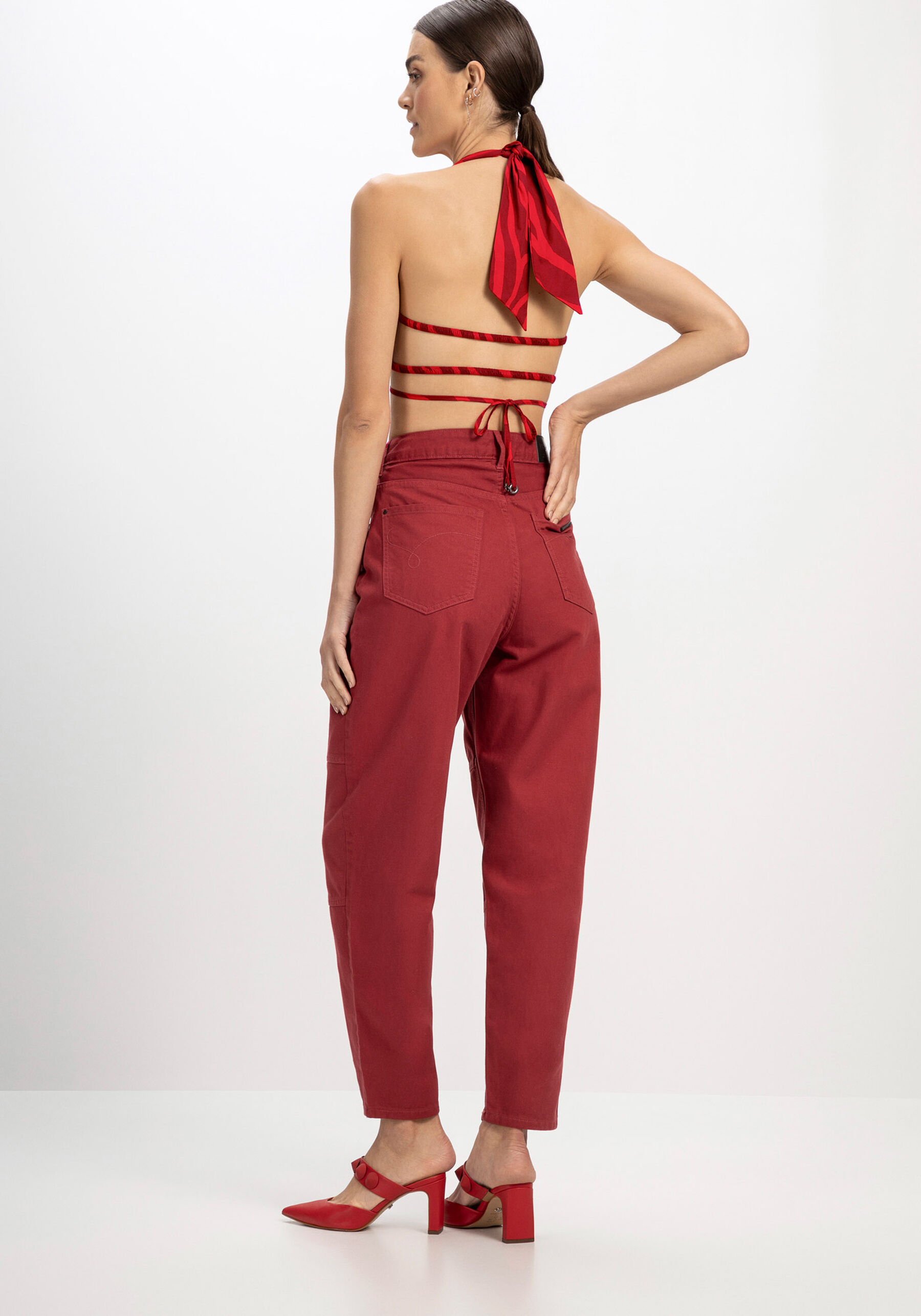Blusa Frente Única em Tricoline com Amarração, MAGMA. Blusa Frente Única em Tricoline com Amarração, MAGMA, large.
