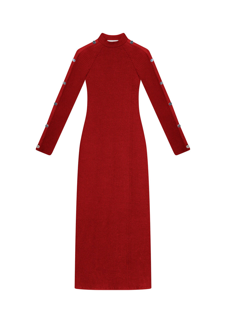 Vestido Manga Longa Mídi Rebites Vermelho Bulgaria, . Vestido Manga Longa Mídi Rebites Vermelho Bulgaria, , large.