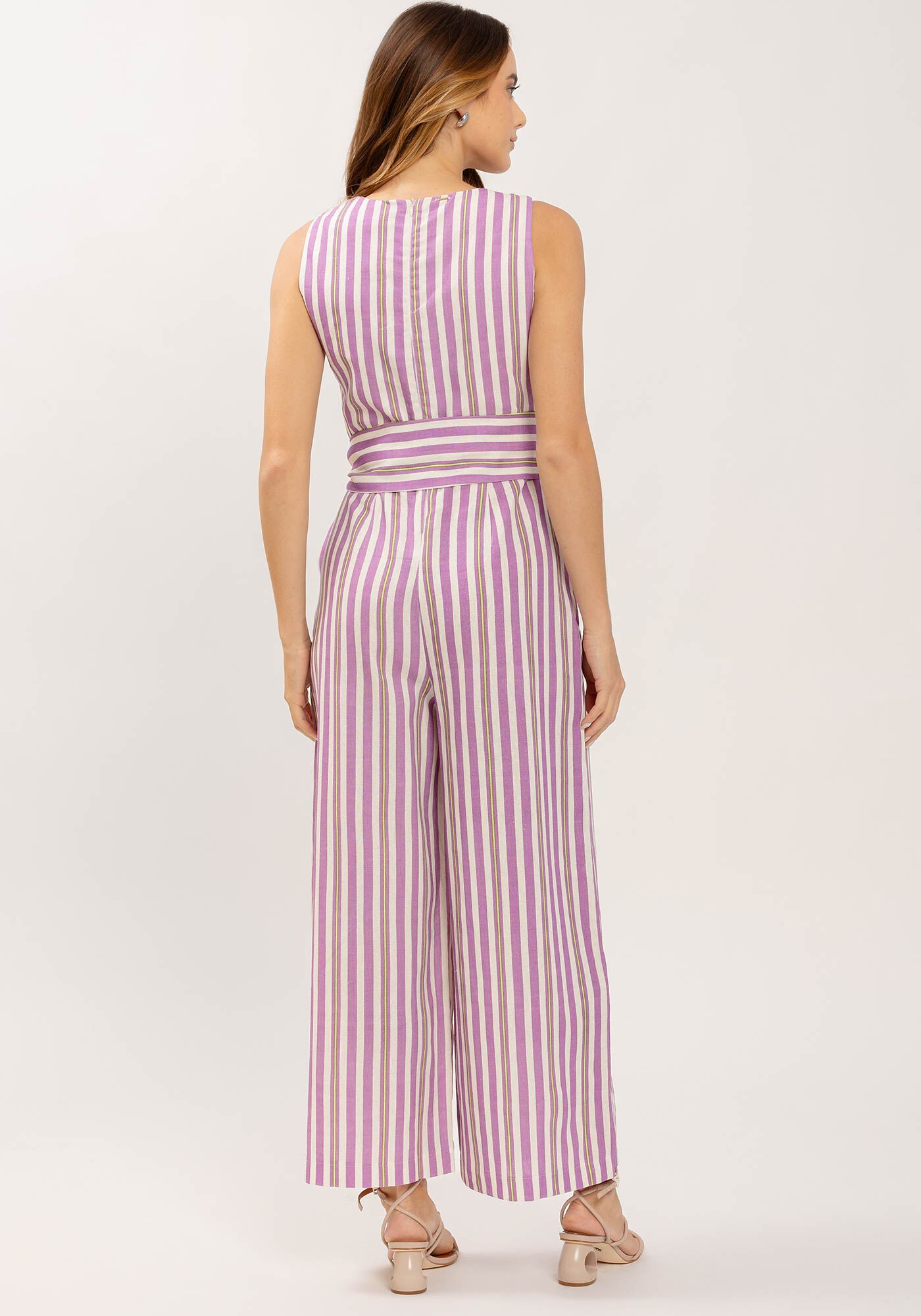 Macac&atilde;o Midi Estampado com Bolso e Cinto, LAVANDA, large.