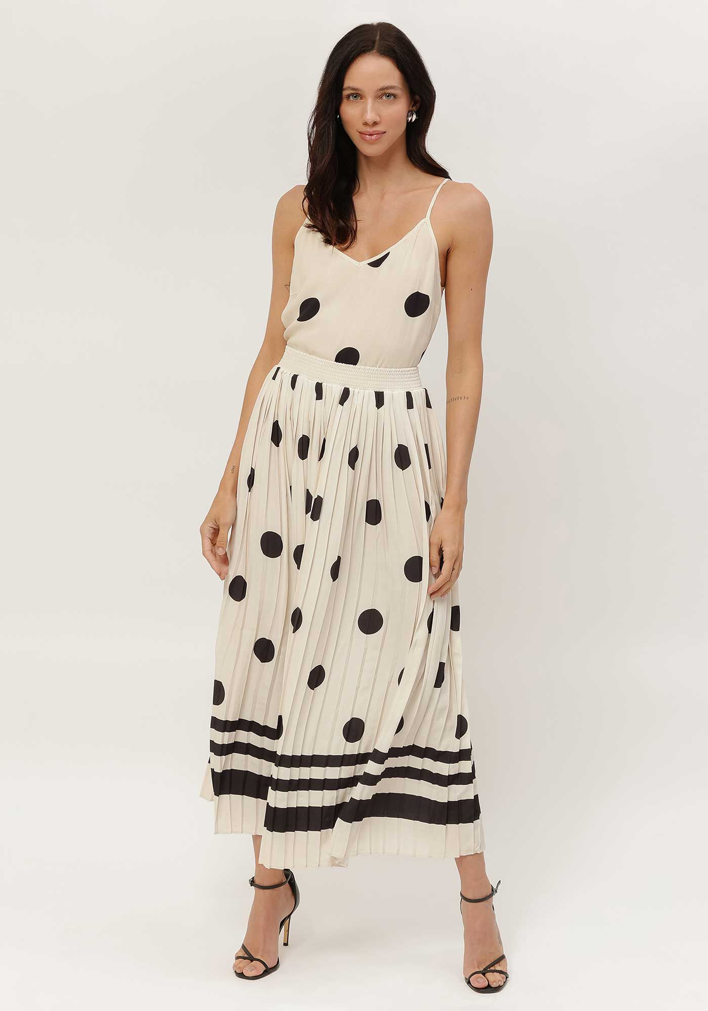 Saia Midi Plissada Estampada com Cintura Alta, , large.